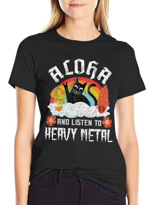 Aloha Heavy Metal Cat T-Shirt