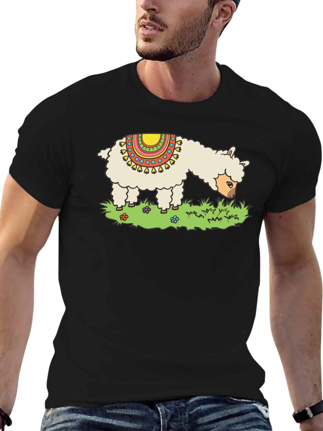 Llama Graphic Tee - Cute Animal Print T-Shirt