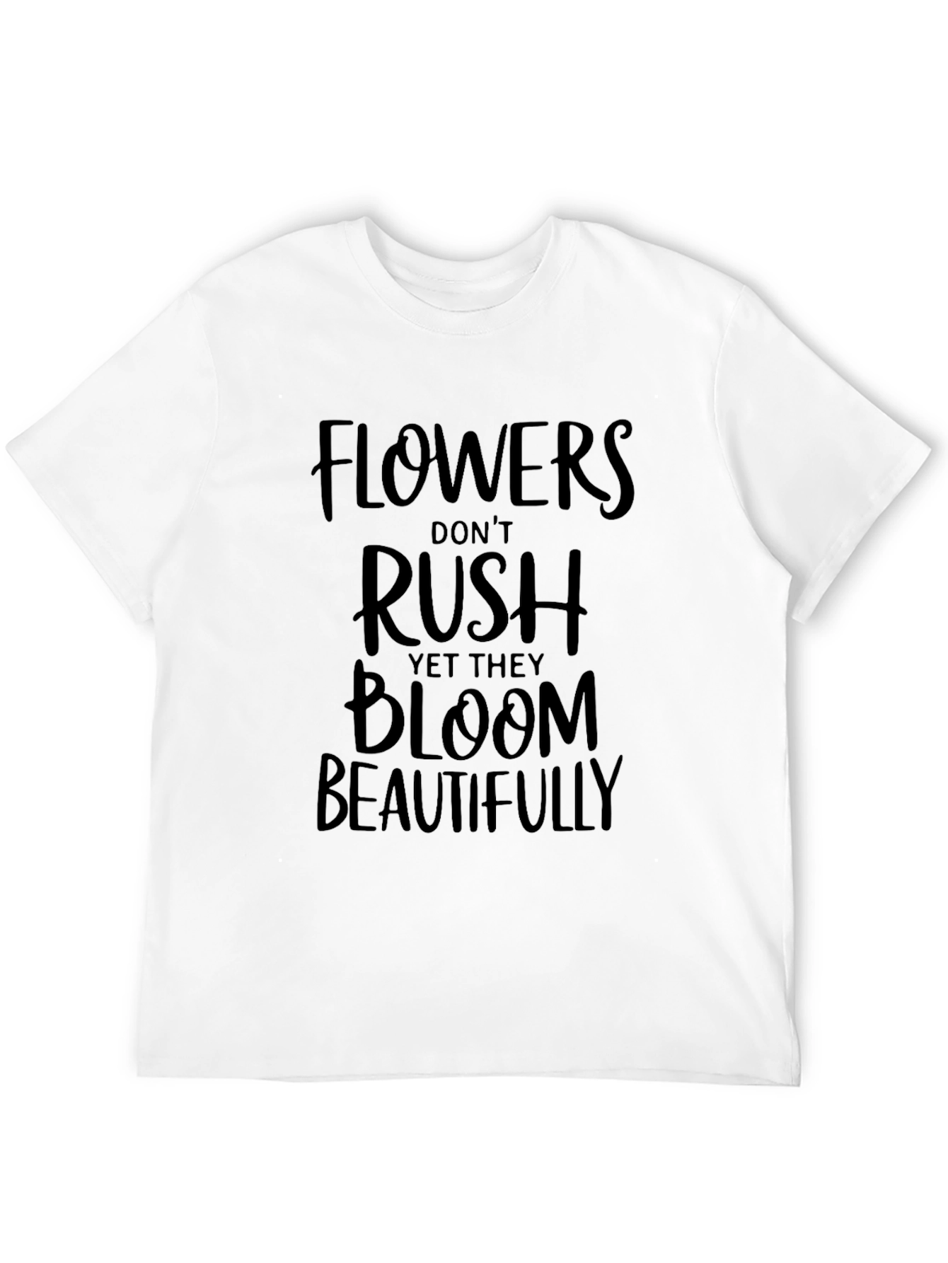Flowers Bloom Beautifully Black Graphic T-Shirt
