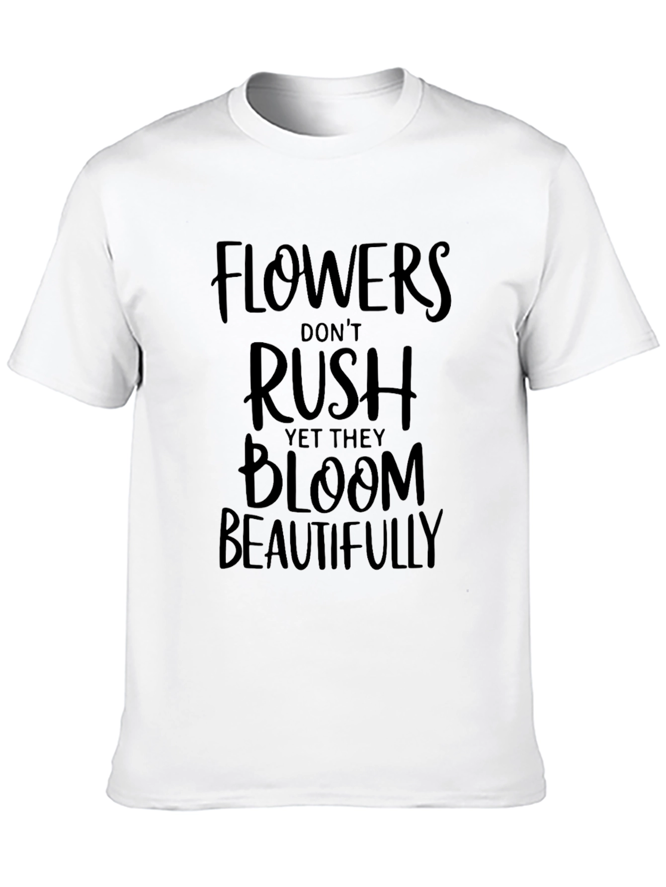 Flowers Bloom Beautifully Black Graphic T-Shirt