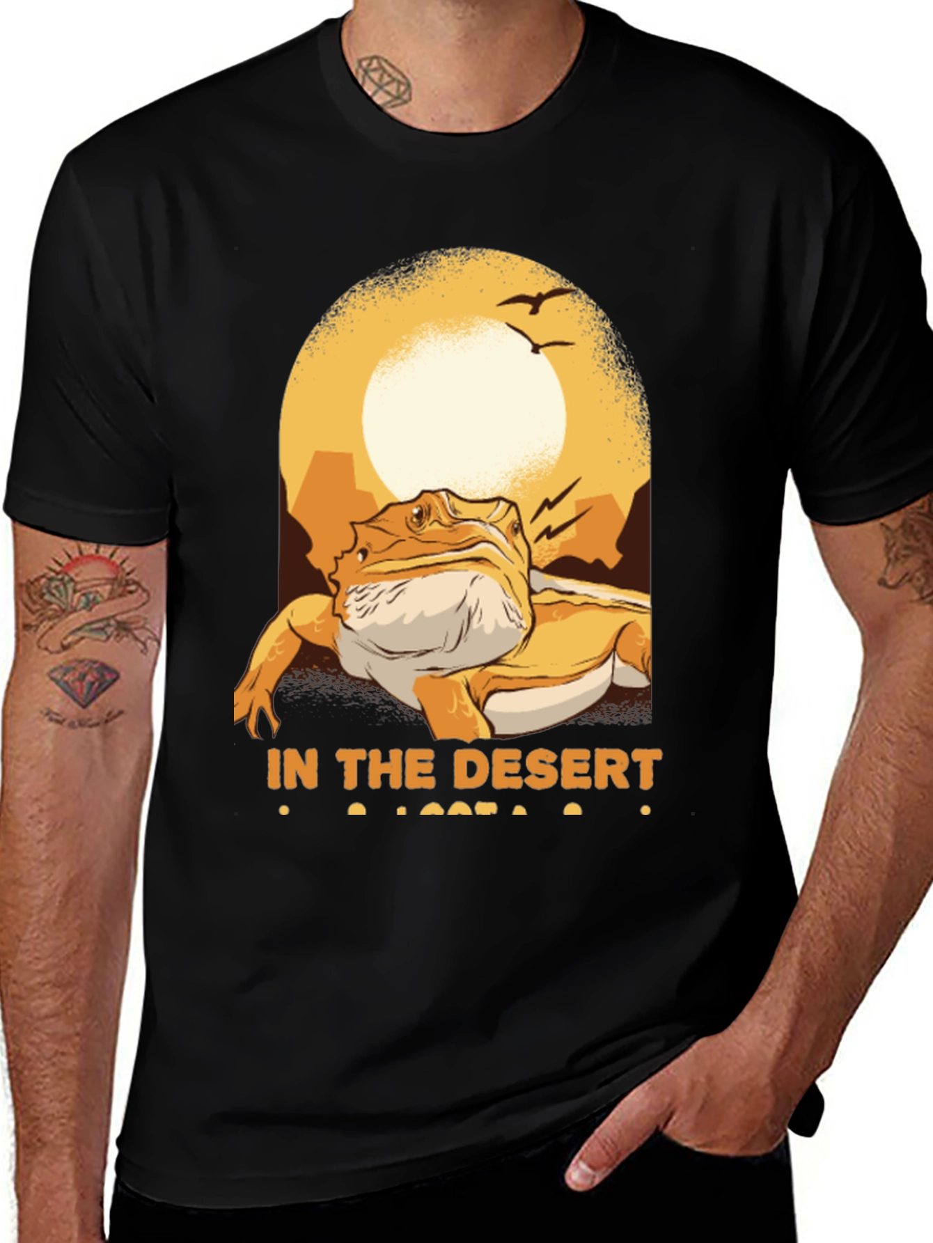 Desert Lizard Graphic Tee - Mens Black T-Shirt