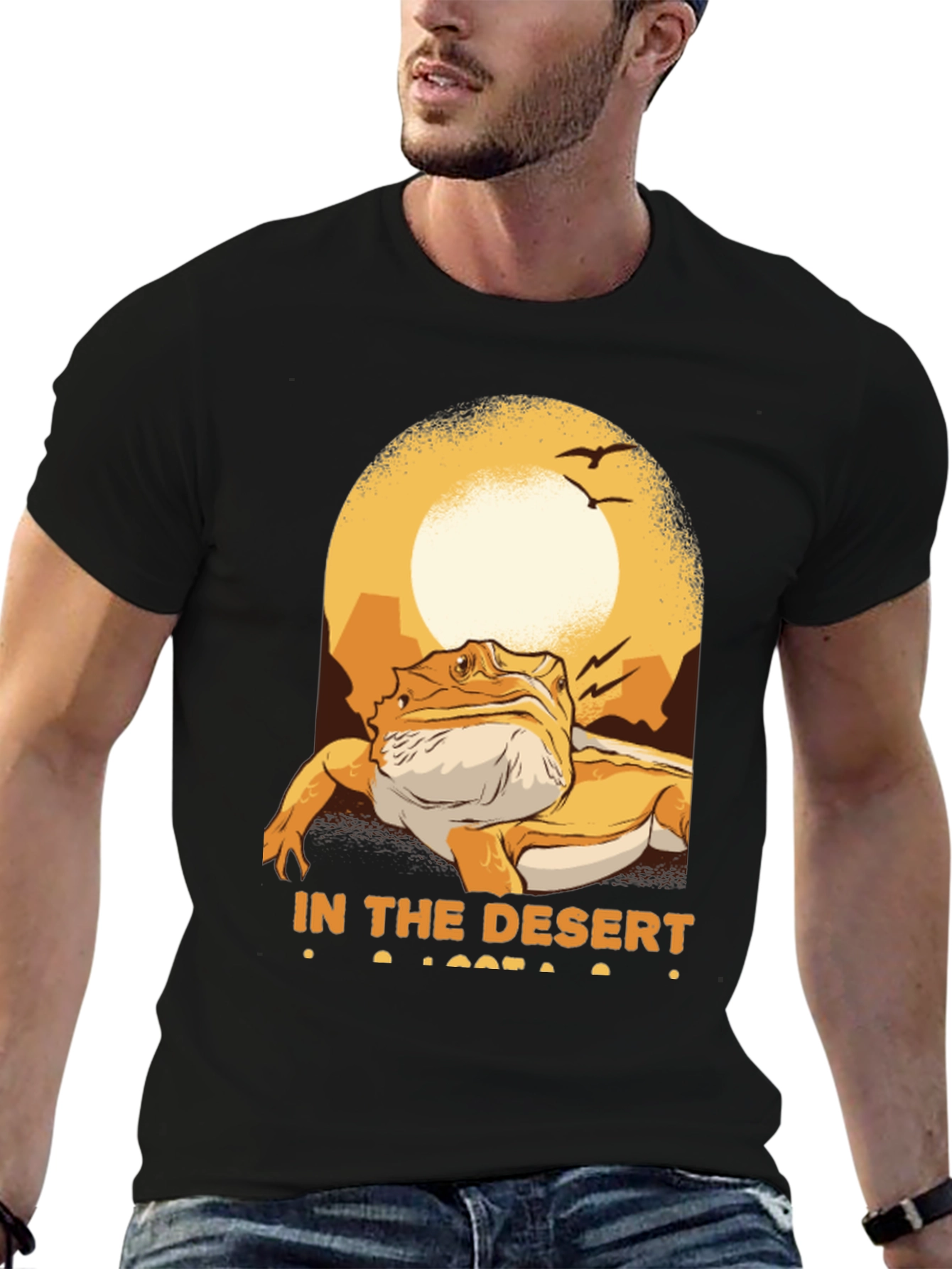 Desert Lizard Graphic Tee - Mens Black T-Shirt