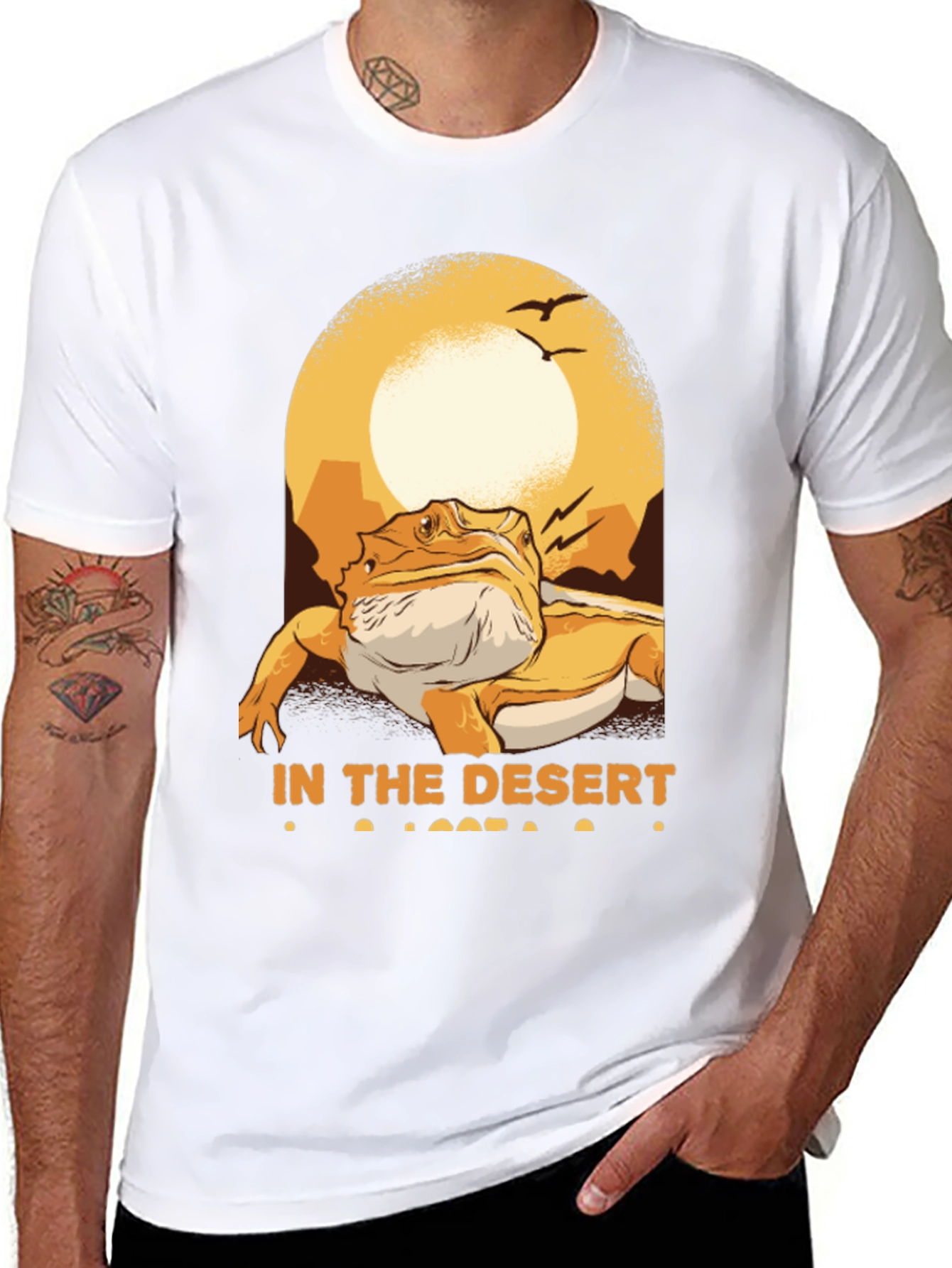 Desert Lizard Graphic Tee - Mens Black T-Shirt