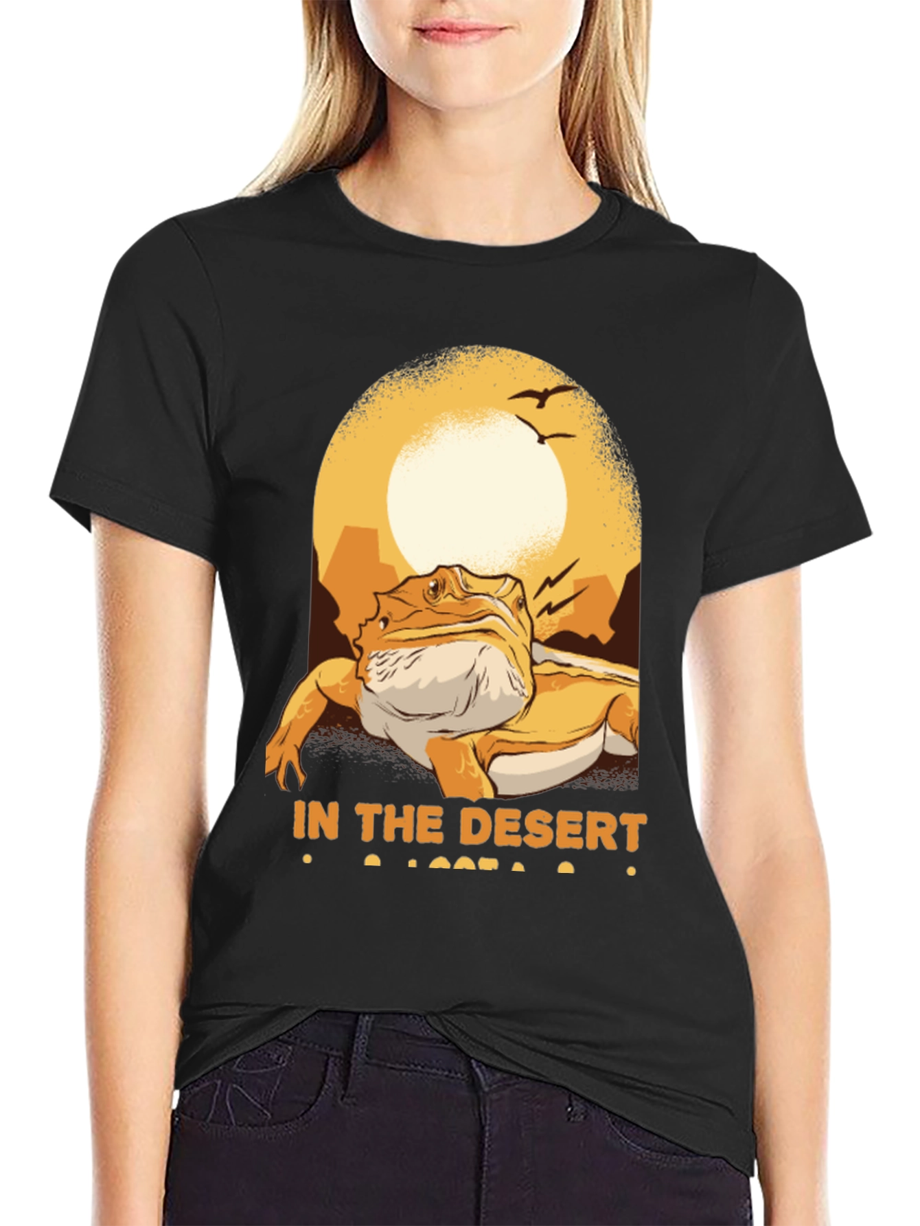 Desert Lizard Graphic Tee - Mens Black T-Shirt