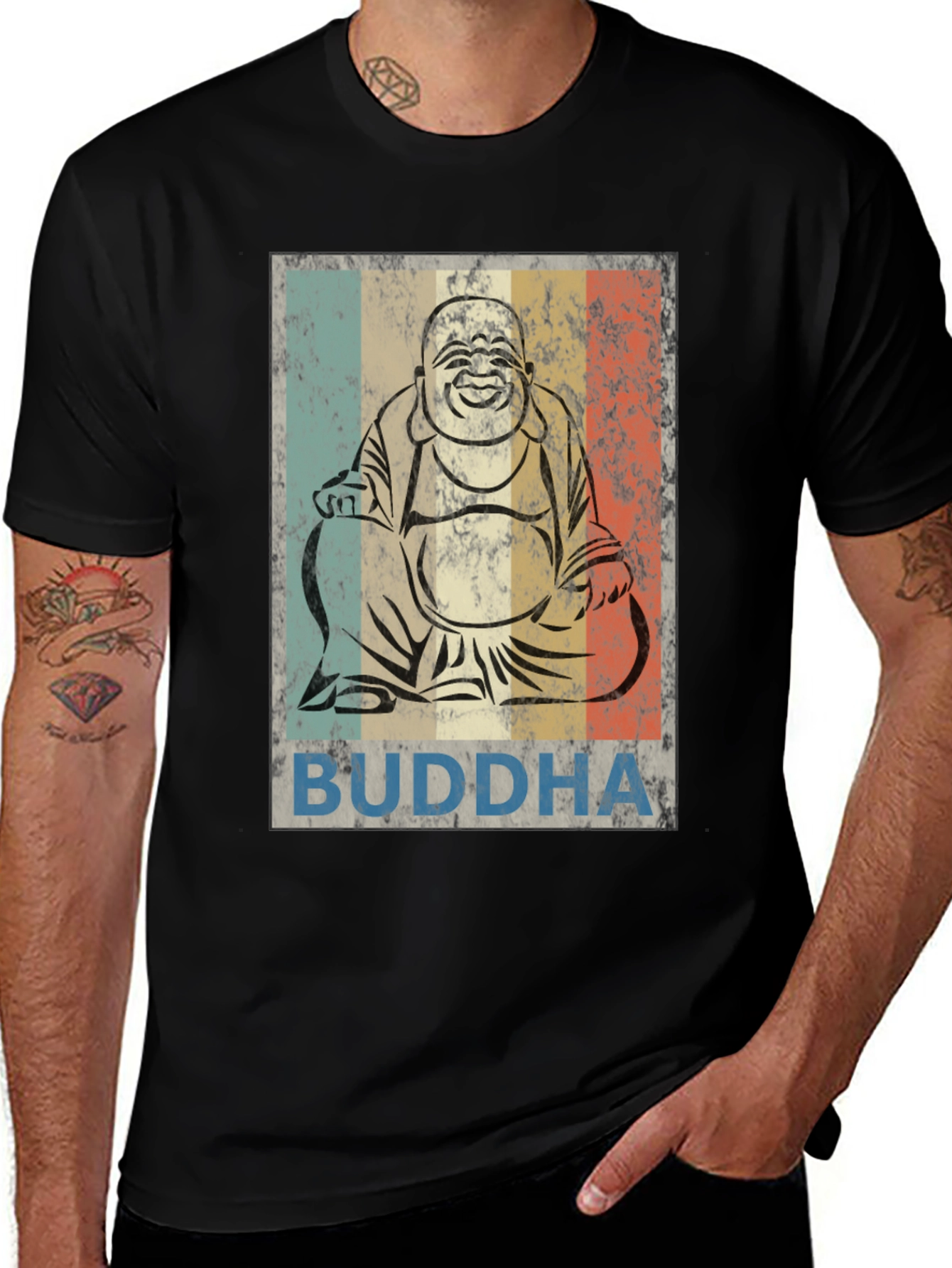 Retro Buddha Graphic T-Shirt - Unisex Crew Neck