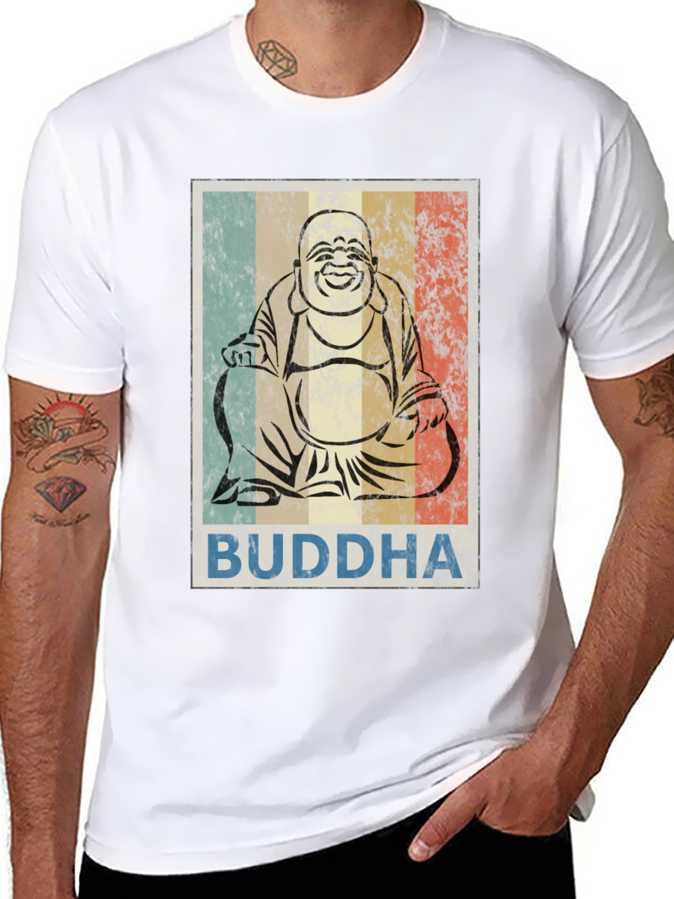 Retro Buddha Graphic T-Shirt - Unisex Crew Neck