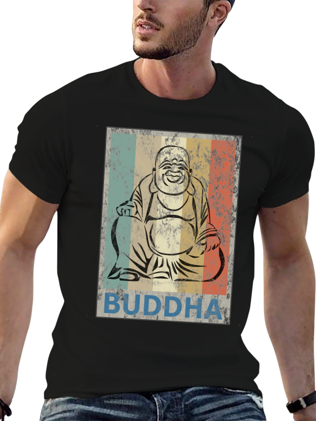 Retro Buddha Graphic T-Shirt - Unisex Crew Neck
