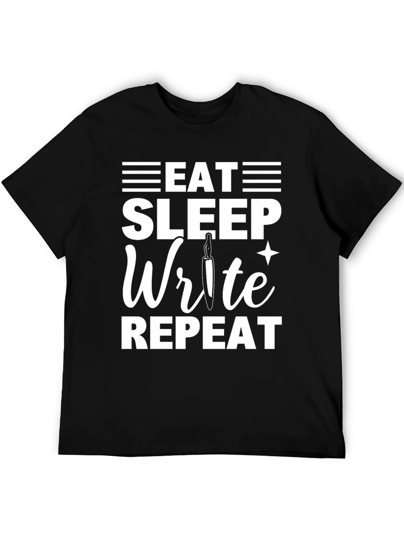 Eat Sleep Write Repeat Graphic T-Shirt - Black
