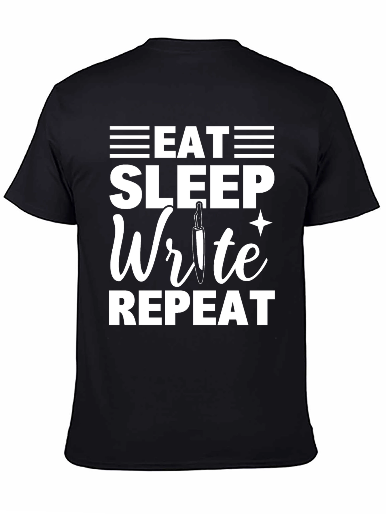 Eat Sleep Write Repeat Graphic T-Shirt - Black
