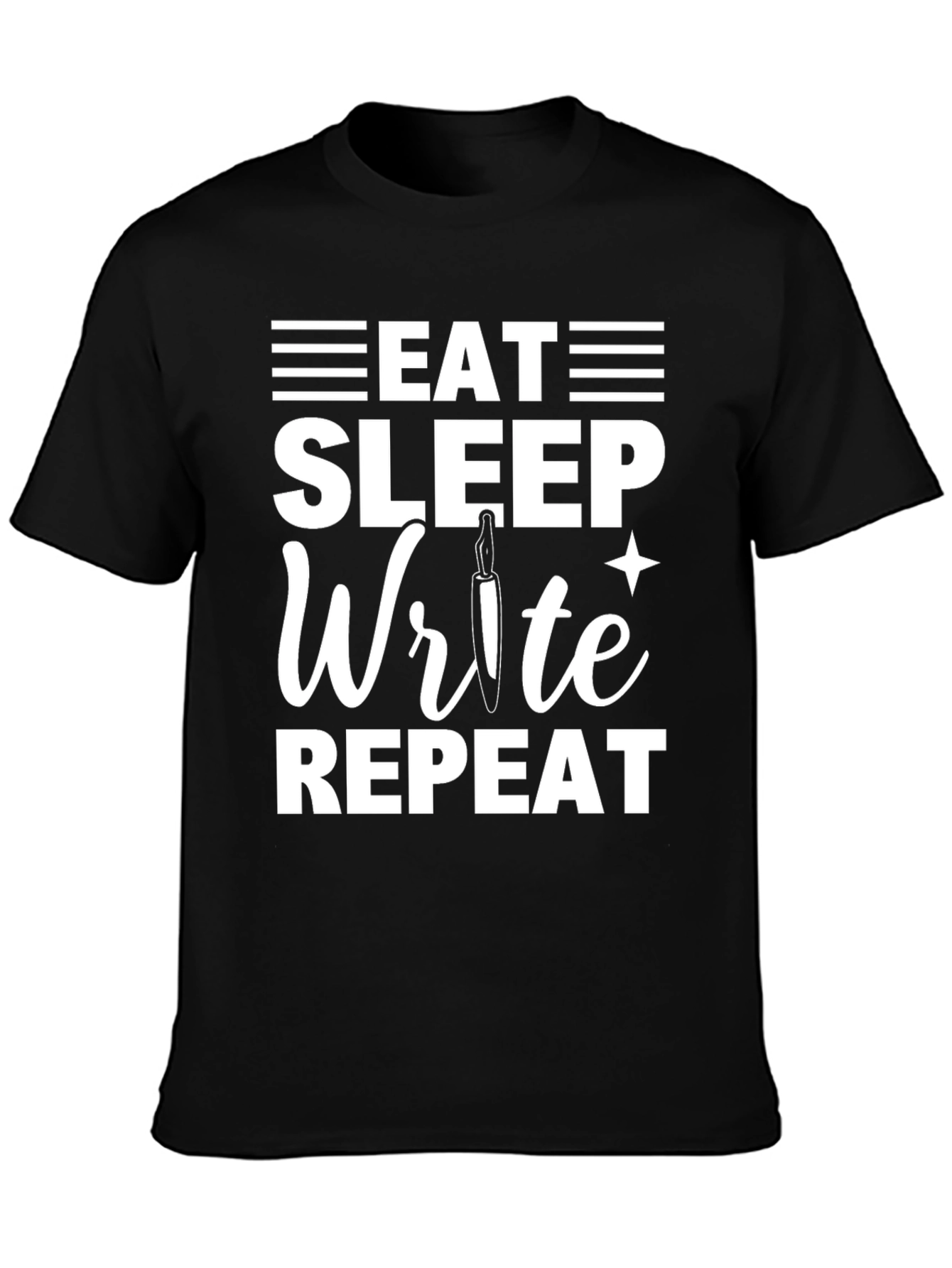 Eat Sleep Write Repeat Graphic T-Shirt - Black