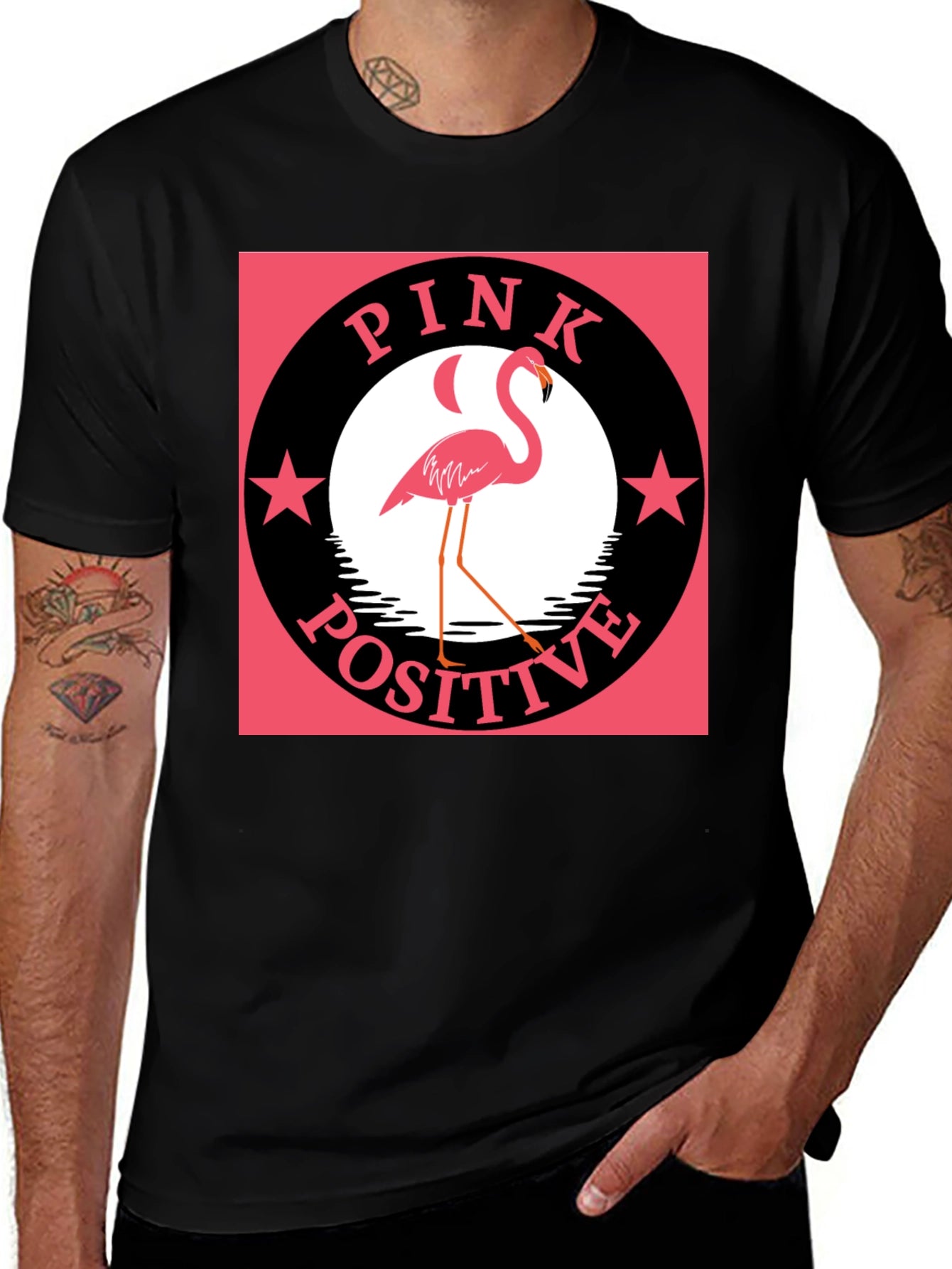 Pink Positive Flamingo Graphic T-Shirt