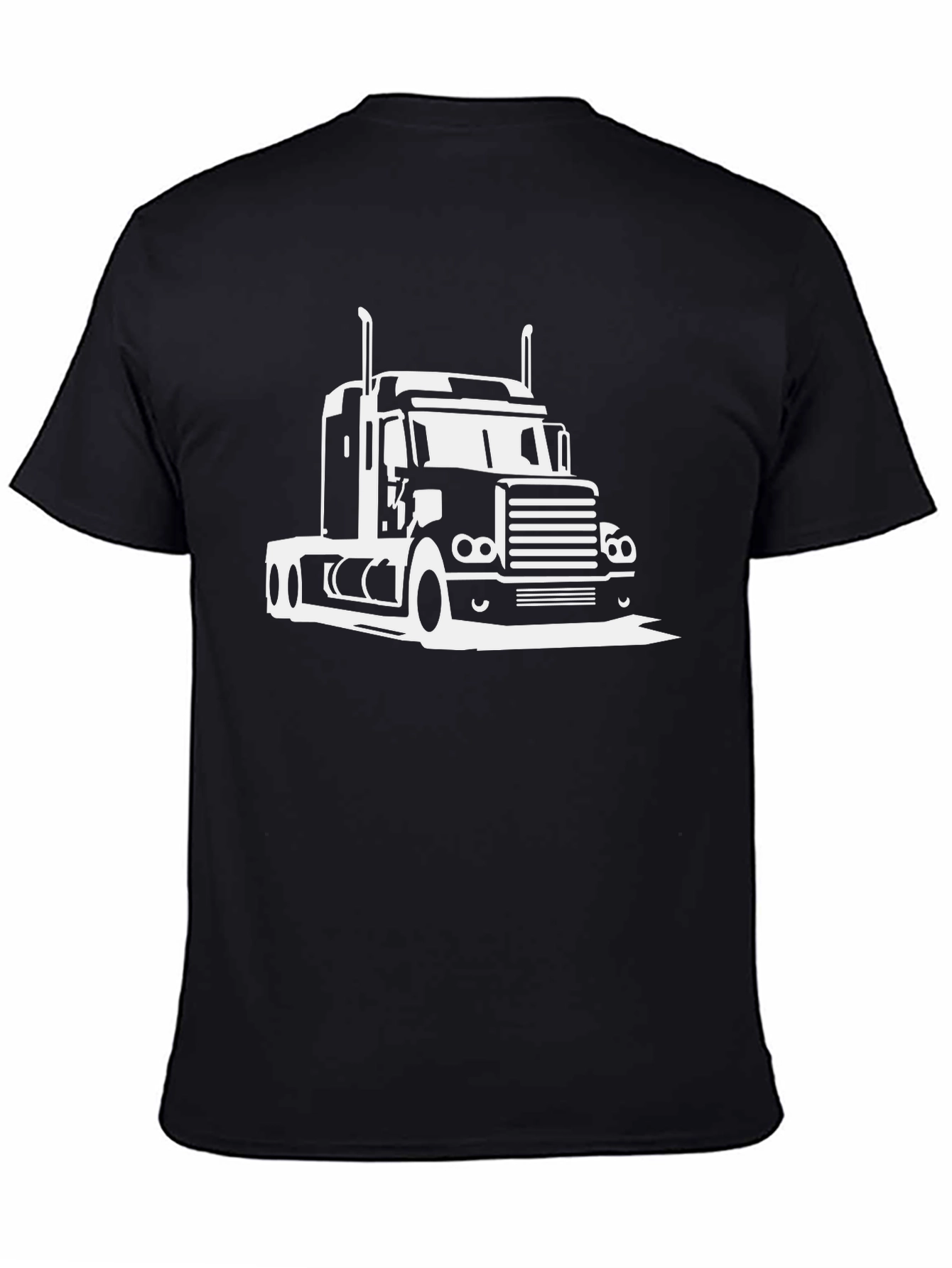 Trucker Tee: Black T-Shirt with White Truck Graphic
