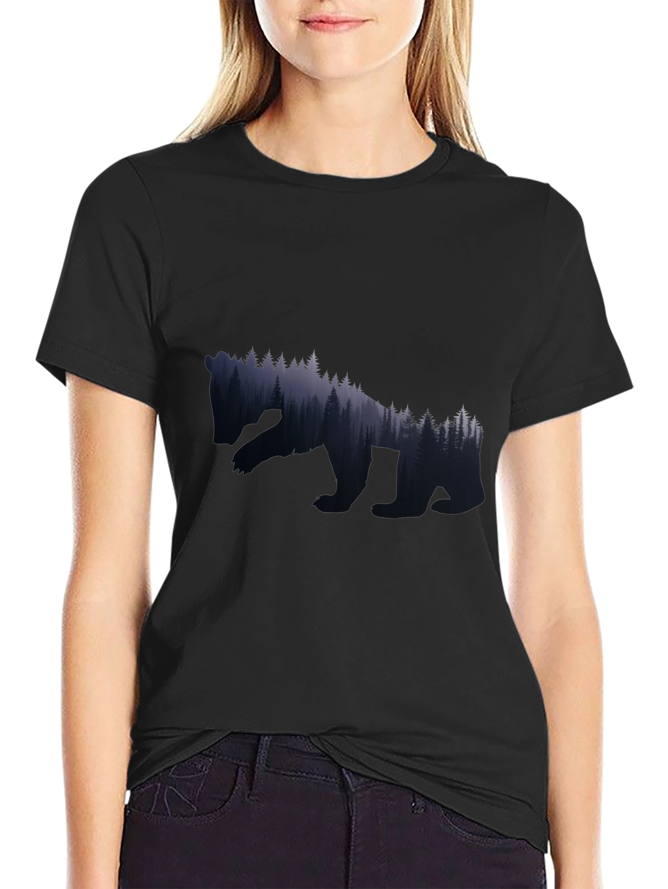 Nature Bear Graphic Tee - Black