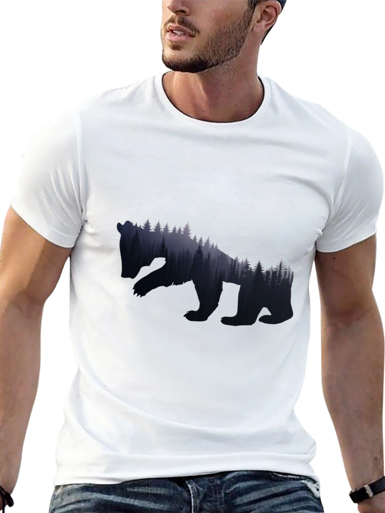 Nature Bear Graphic Tee - Black