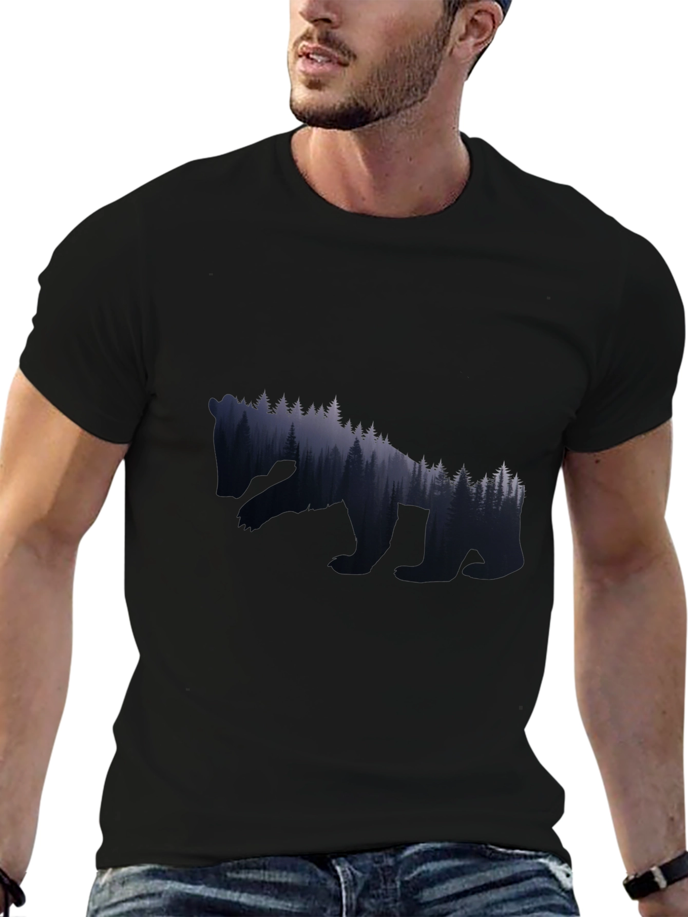 Nature Bear Graphic Tee - Black