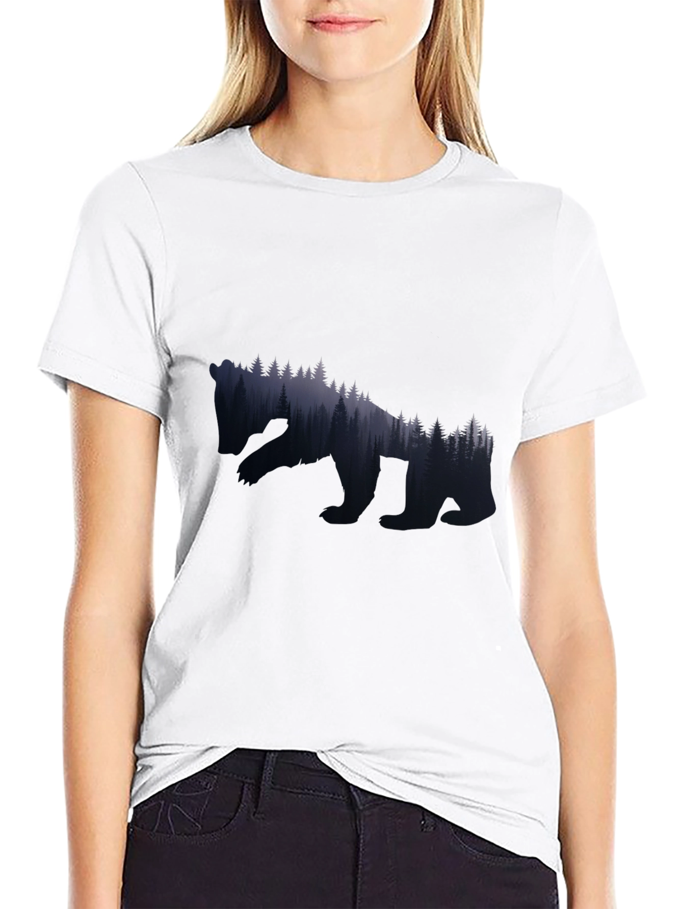 Nature Bear Graphic Tee - Black