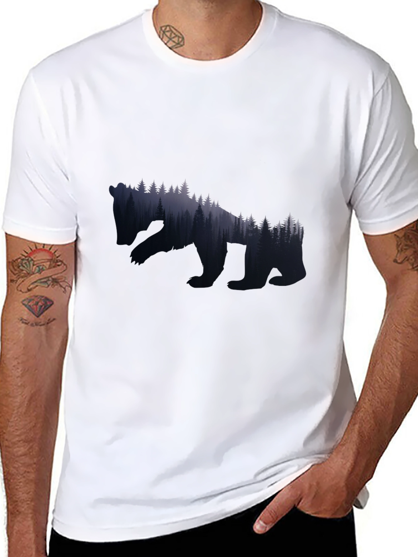 Nature Bear Graphic Tee - Black