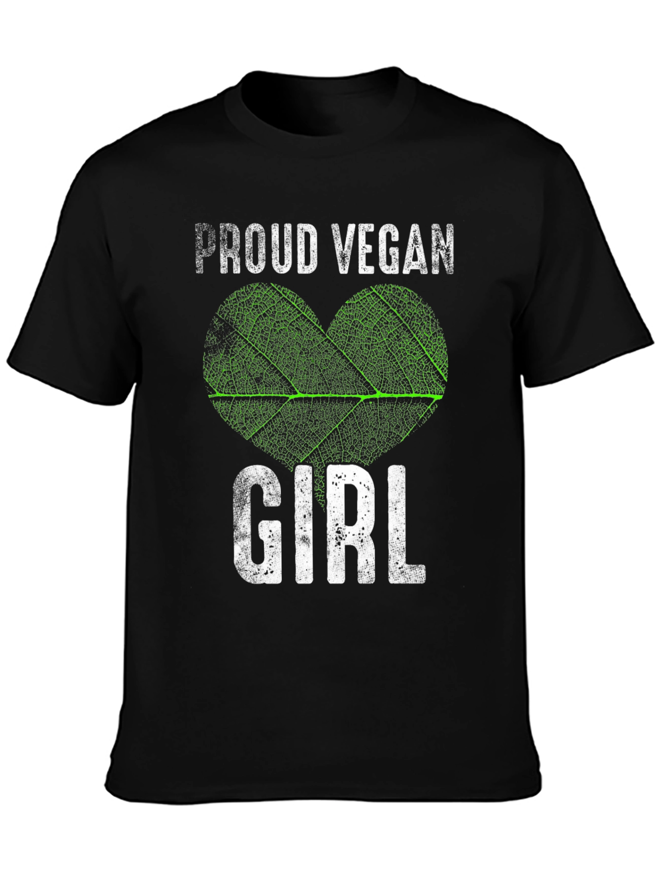 Proud Vegan Girl T-Shirt - Leaf Heart Design