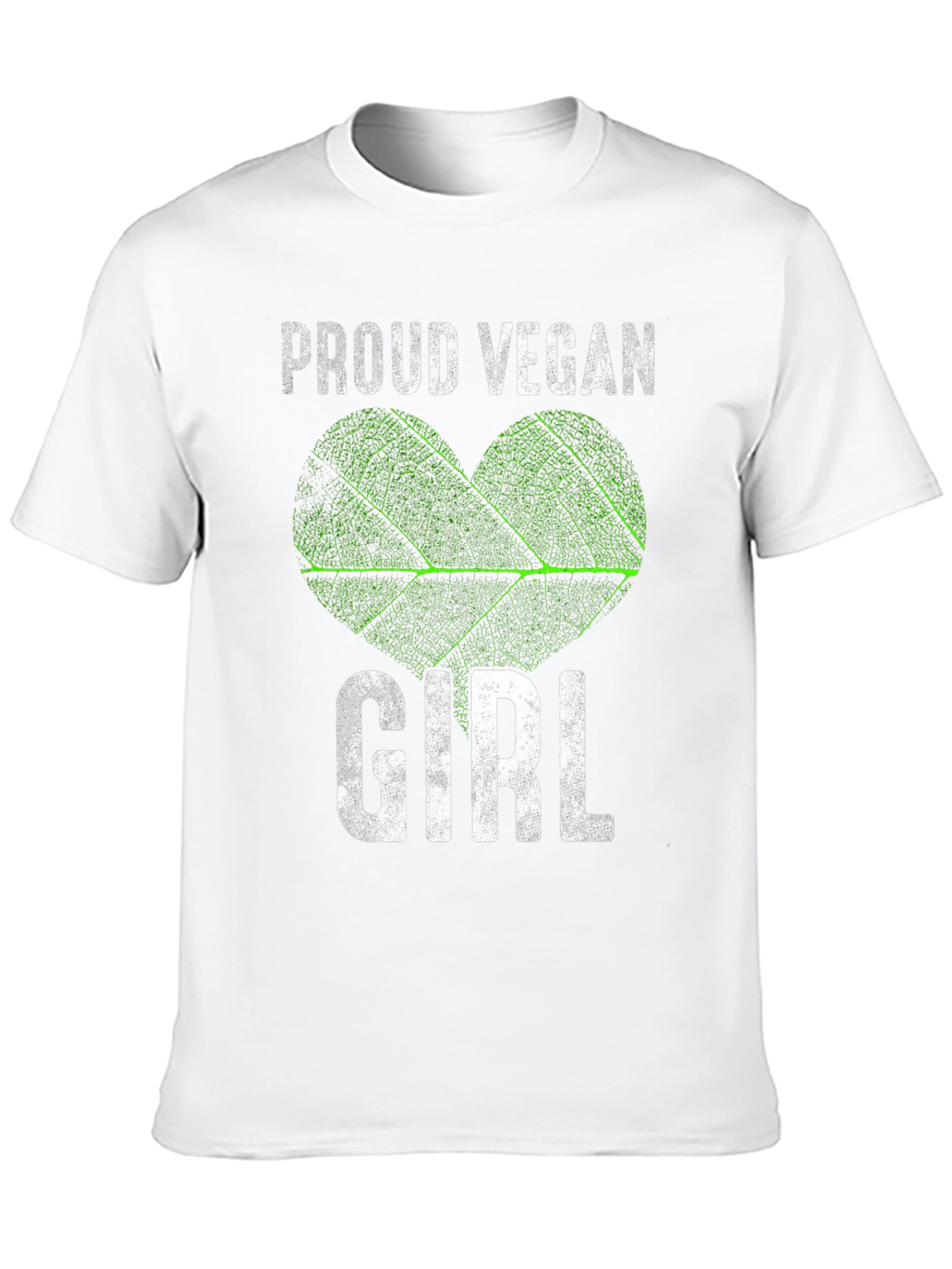 Proud Vegan Girl T-Shirt - Leaf Heart Design
