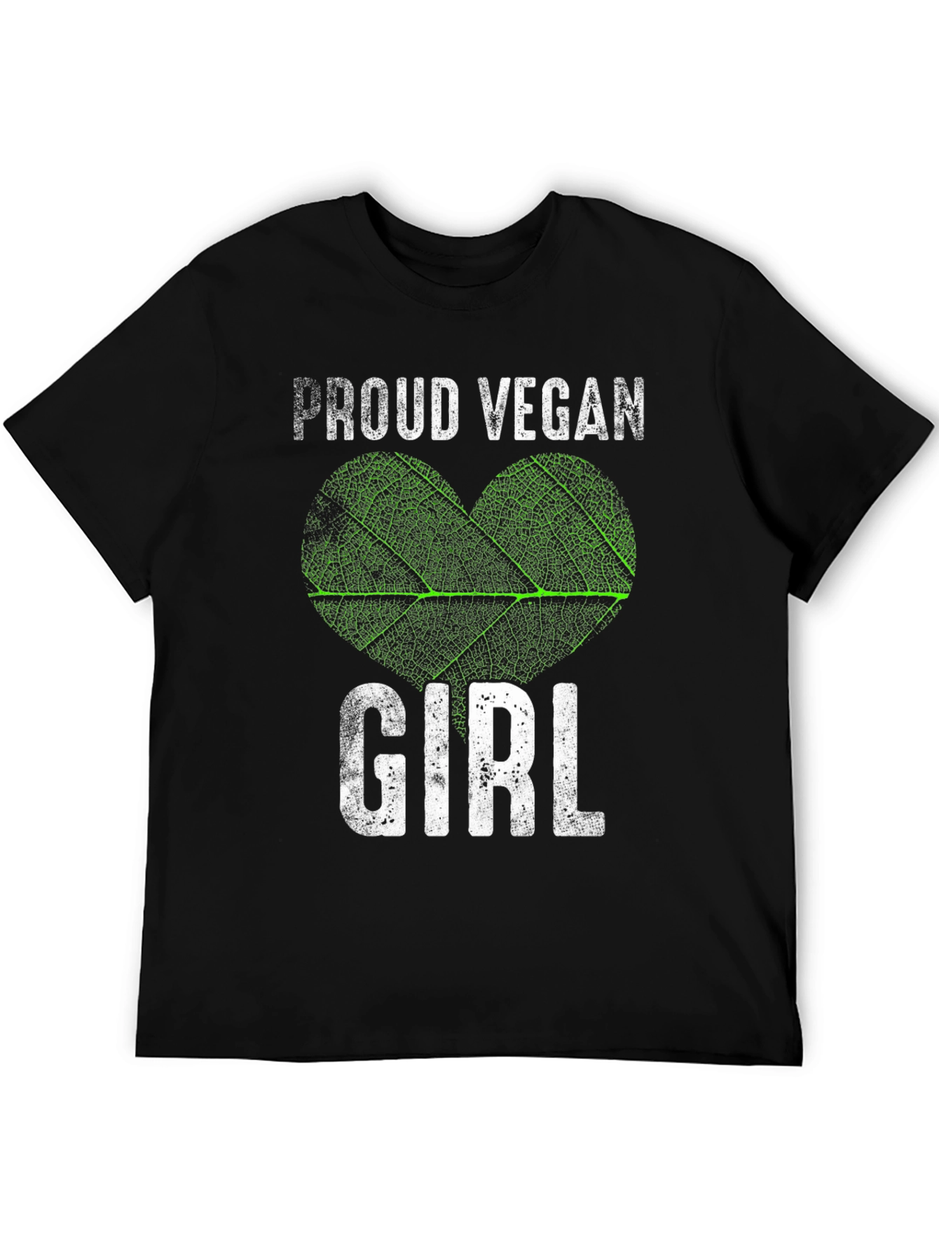 Proud Vegan Girl T-Shirt - Leaf Heart Design