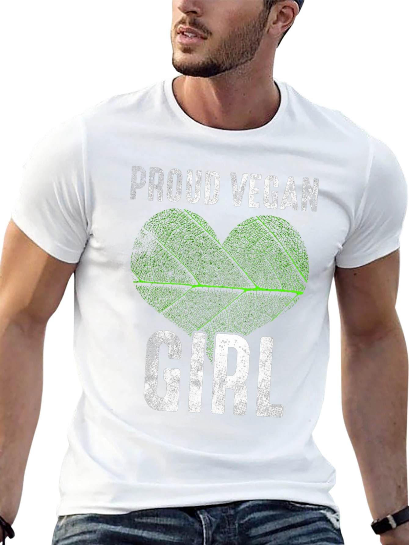 Proud Vegan Girl T-Shirt - Leaf Heart Design