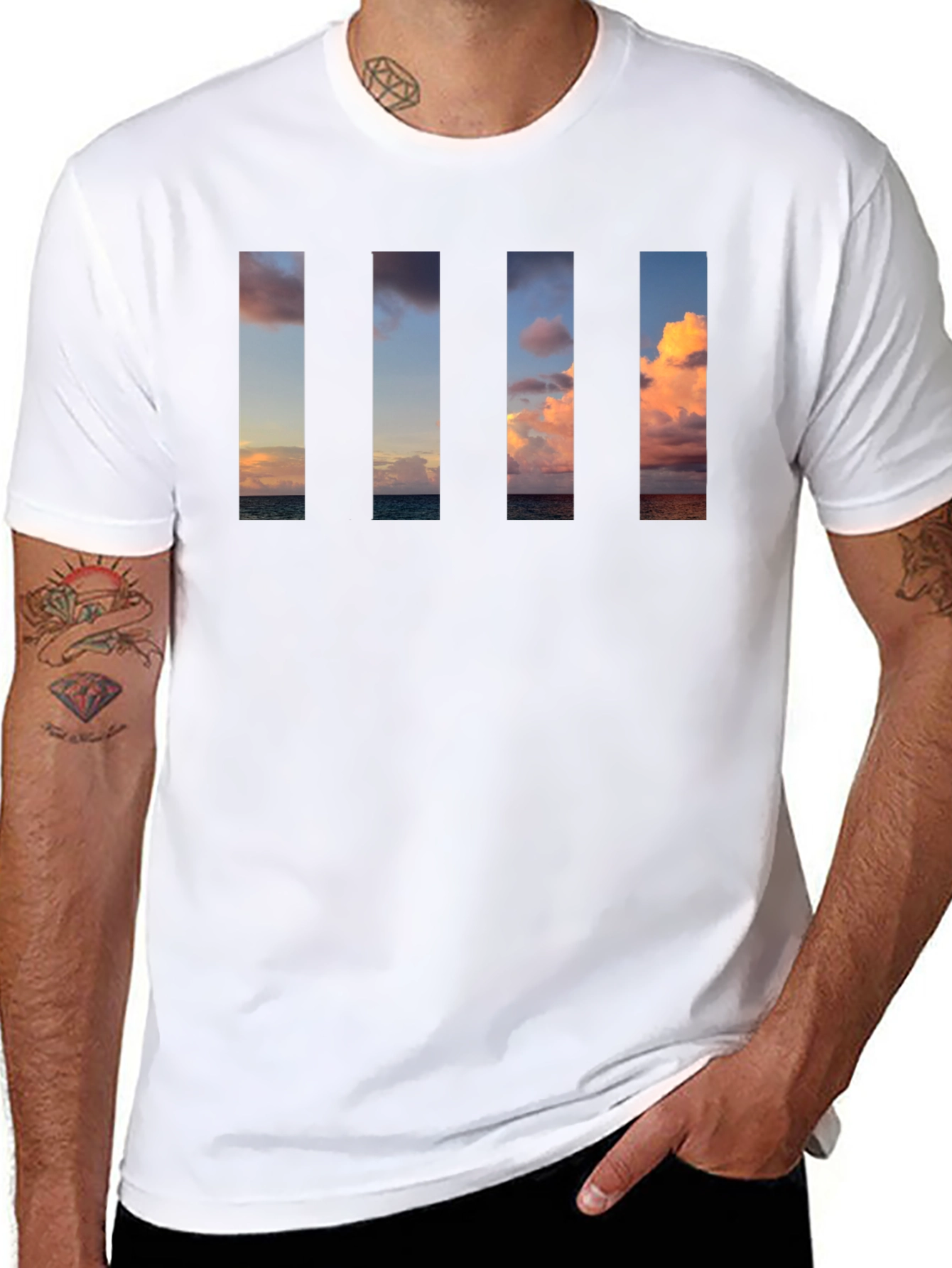 Sunset Beach Vertical Panel T-Shirt