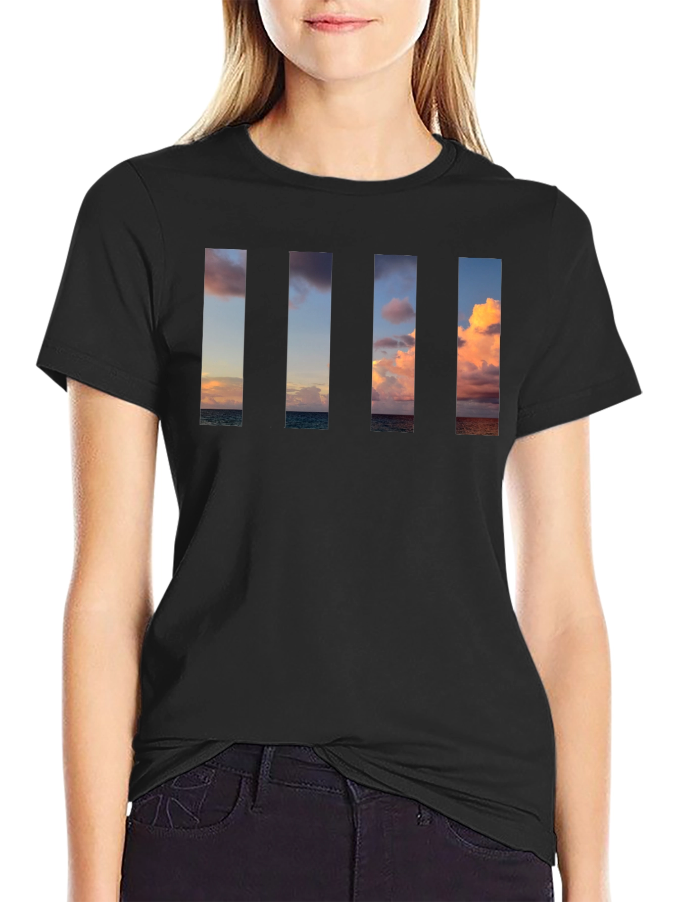 Sunset Beach Vertical Panel T-Shirt