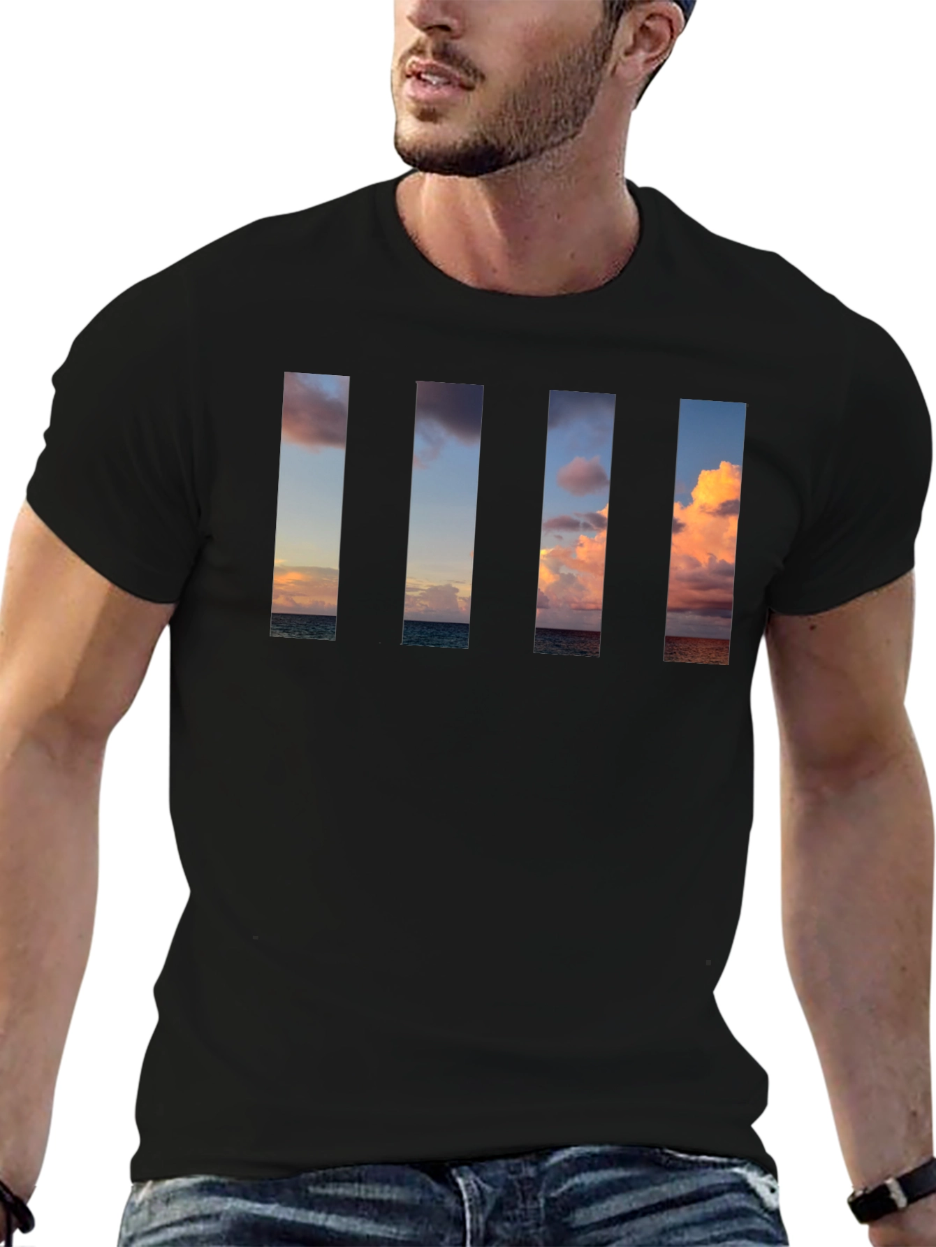 Sunset Beach Vertical Panel T-Shirt