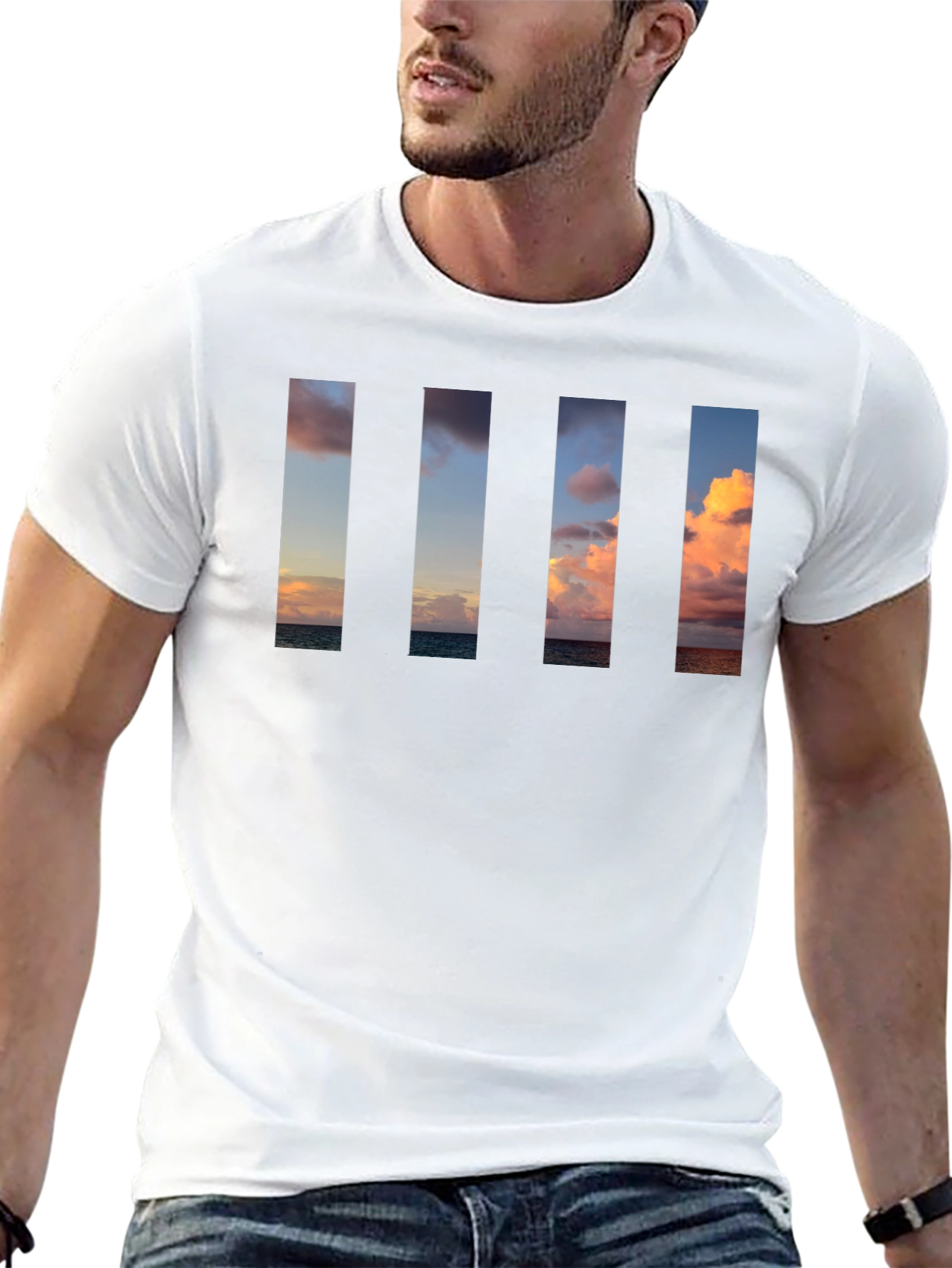 Sunset Beach Vertical Panel T-Shirt