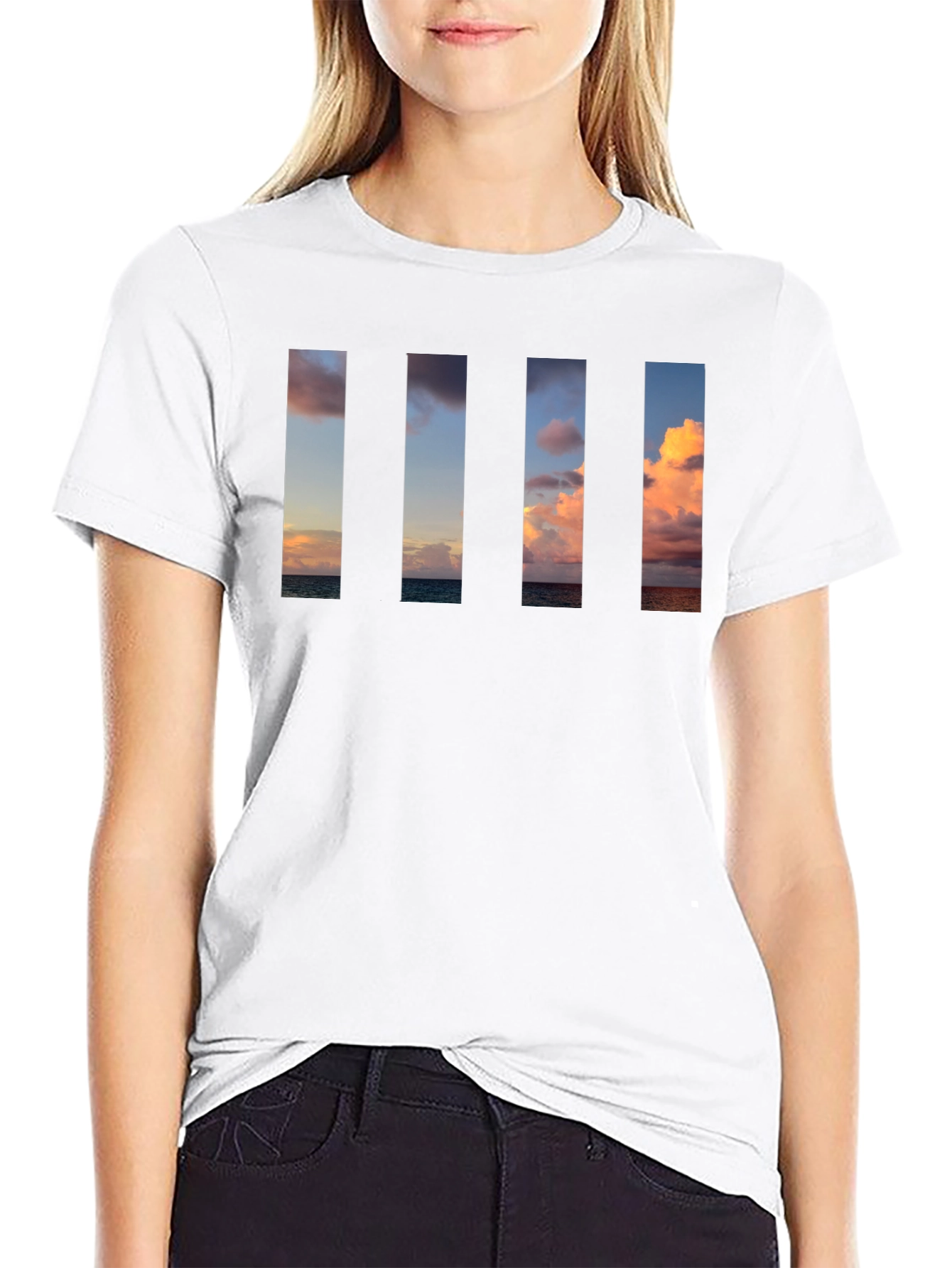 Sunset Beach Vertical Panel T-Shirt