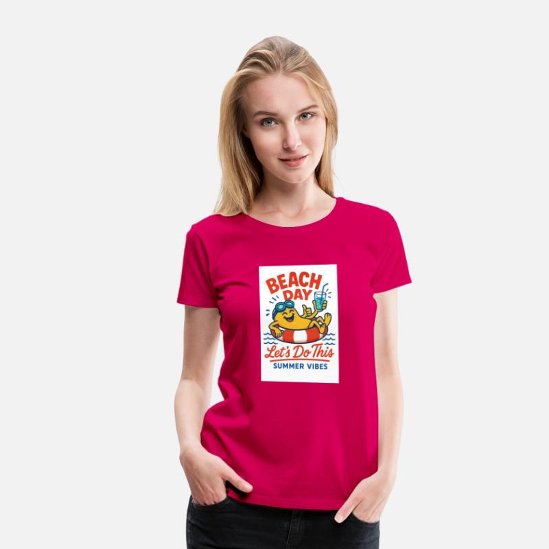 Beach Day Summer Vibes Fun Cartoon Illustration