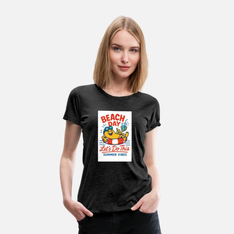 Beach Day Summer Vibes Fun Cartoon Illustration