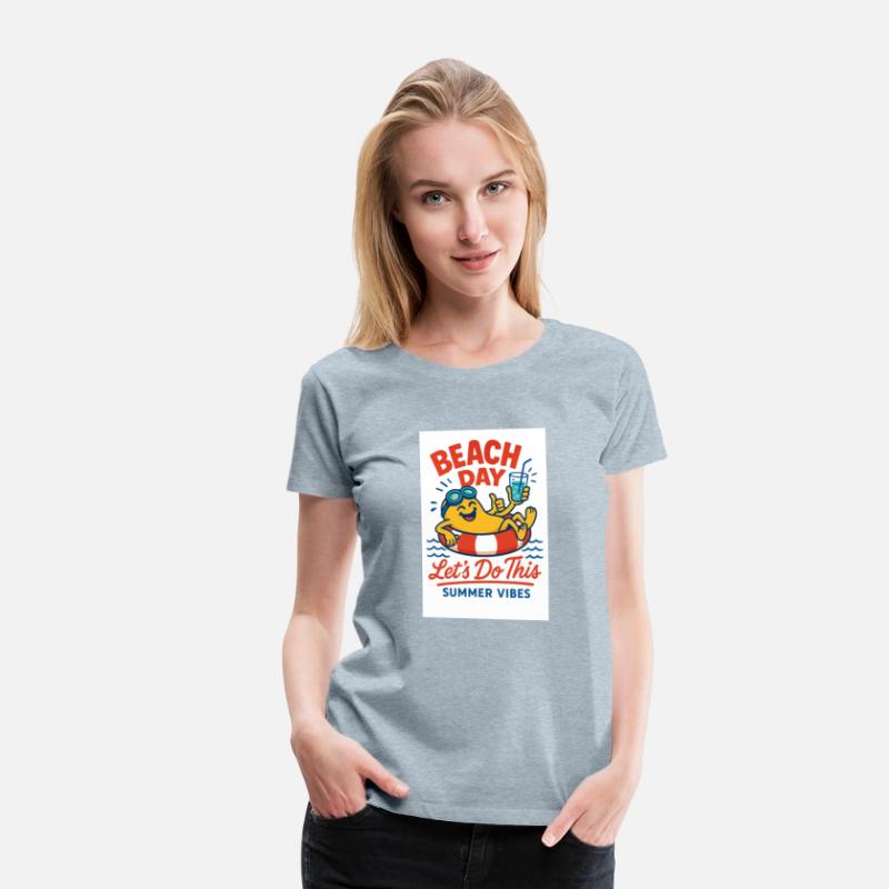 Beach Day Summer Vibes Fun Cartoon Illustration