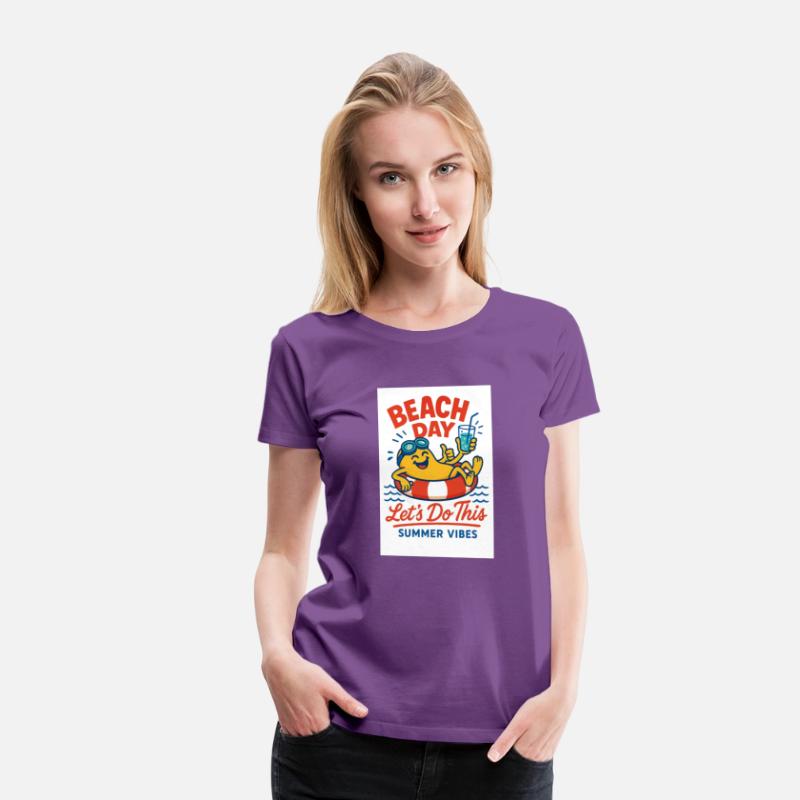 Beach Day Summer Vibes Fun Cartoon Illustration