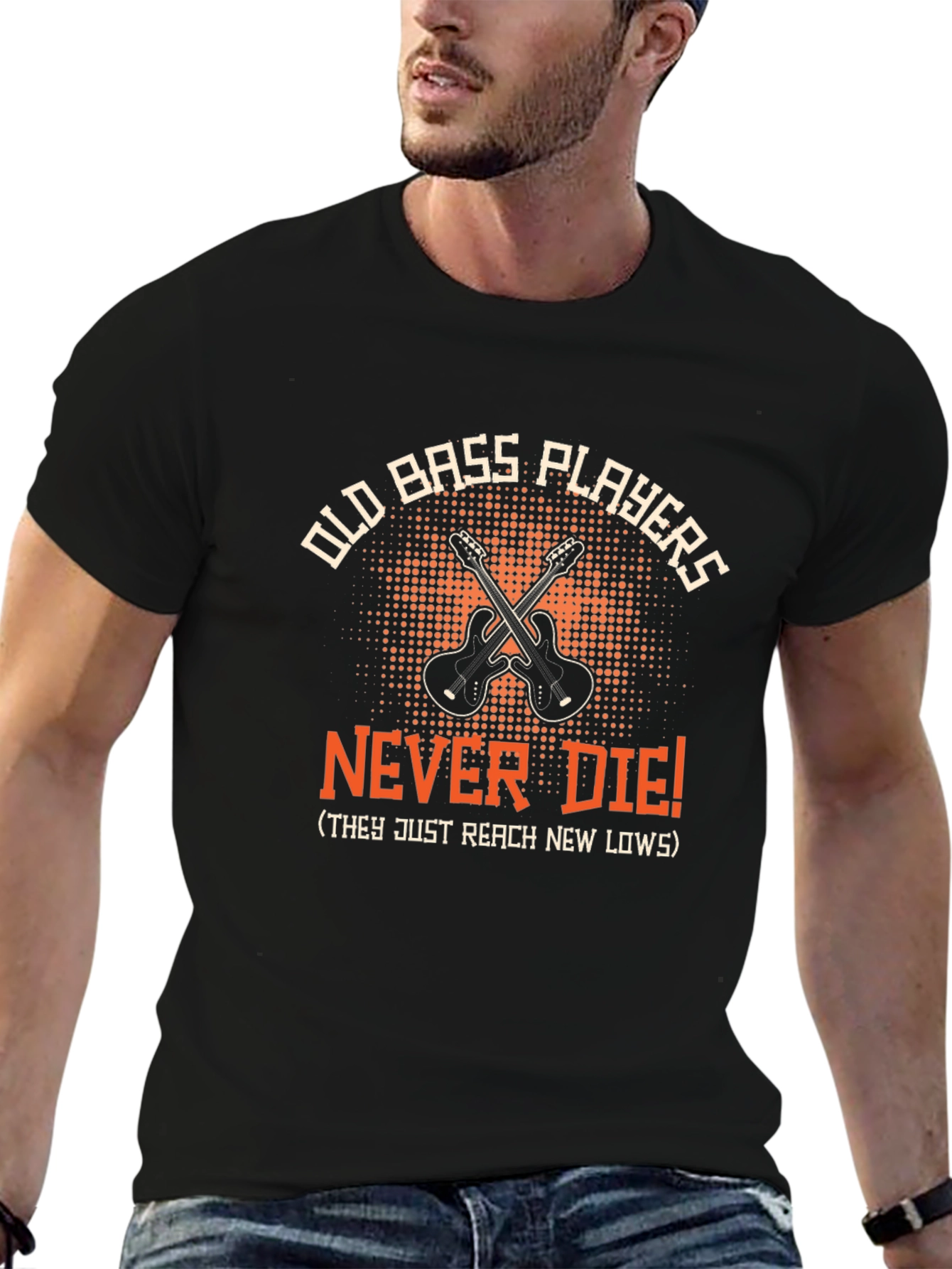 Old Bass Players Never Die Funny Music T-Shirt