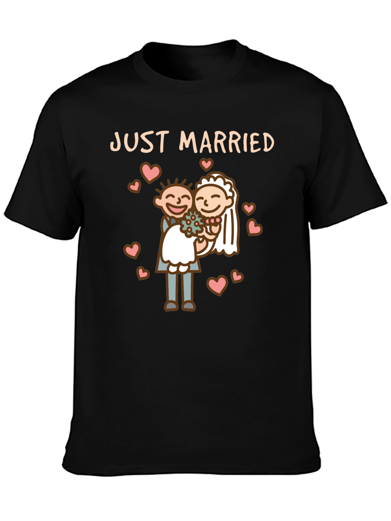 Just Married T-Shirt - Cartoon Wedding Graphic