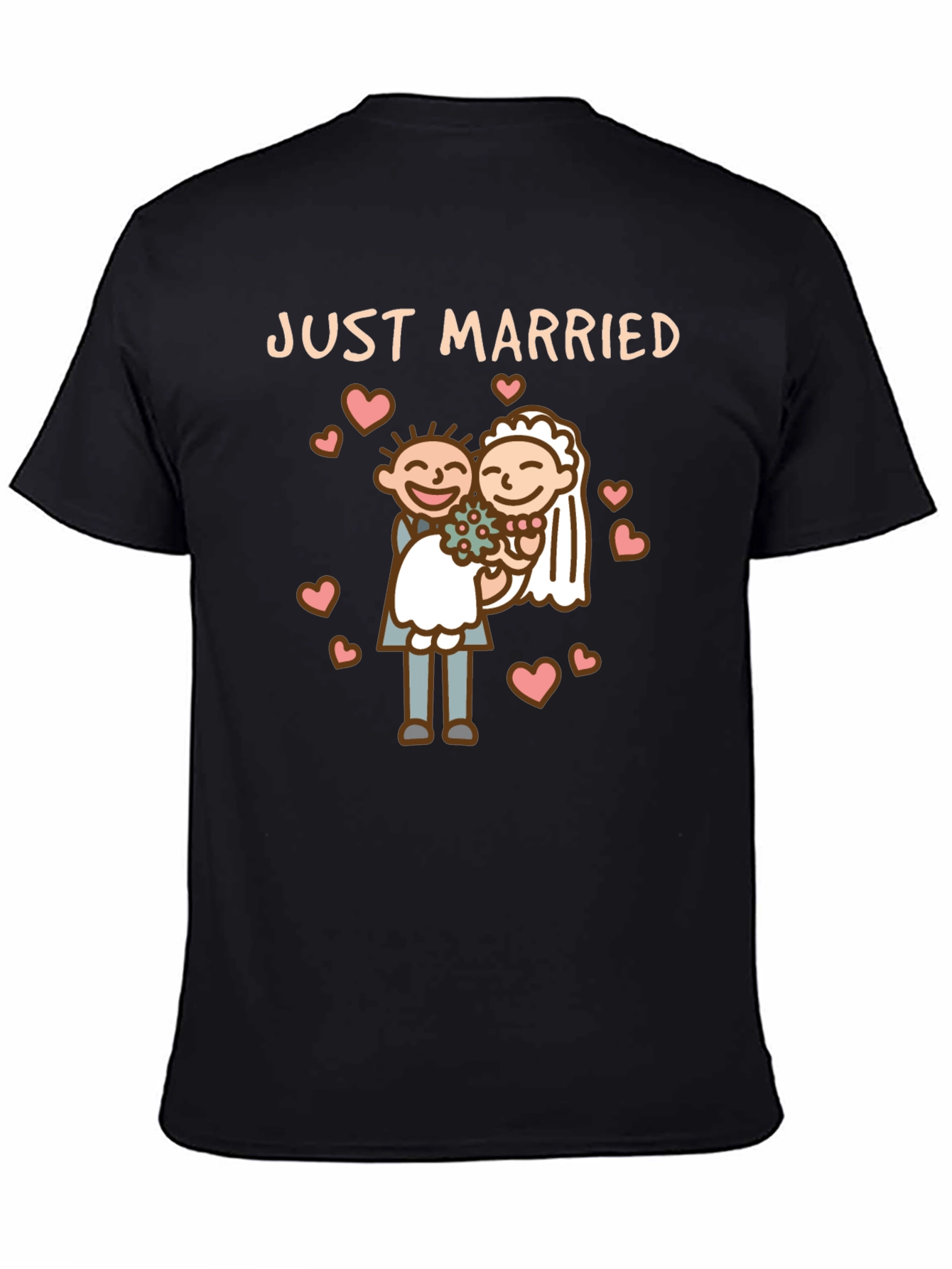 Just Married T-Shirt - Cartoon Wedding Graphic
