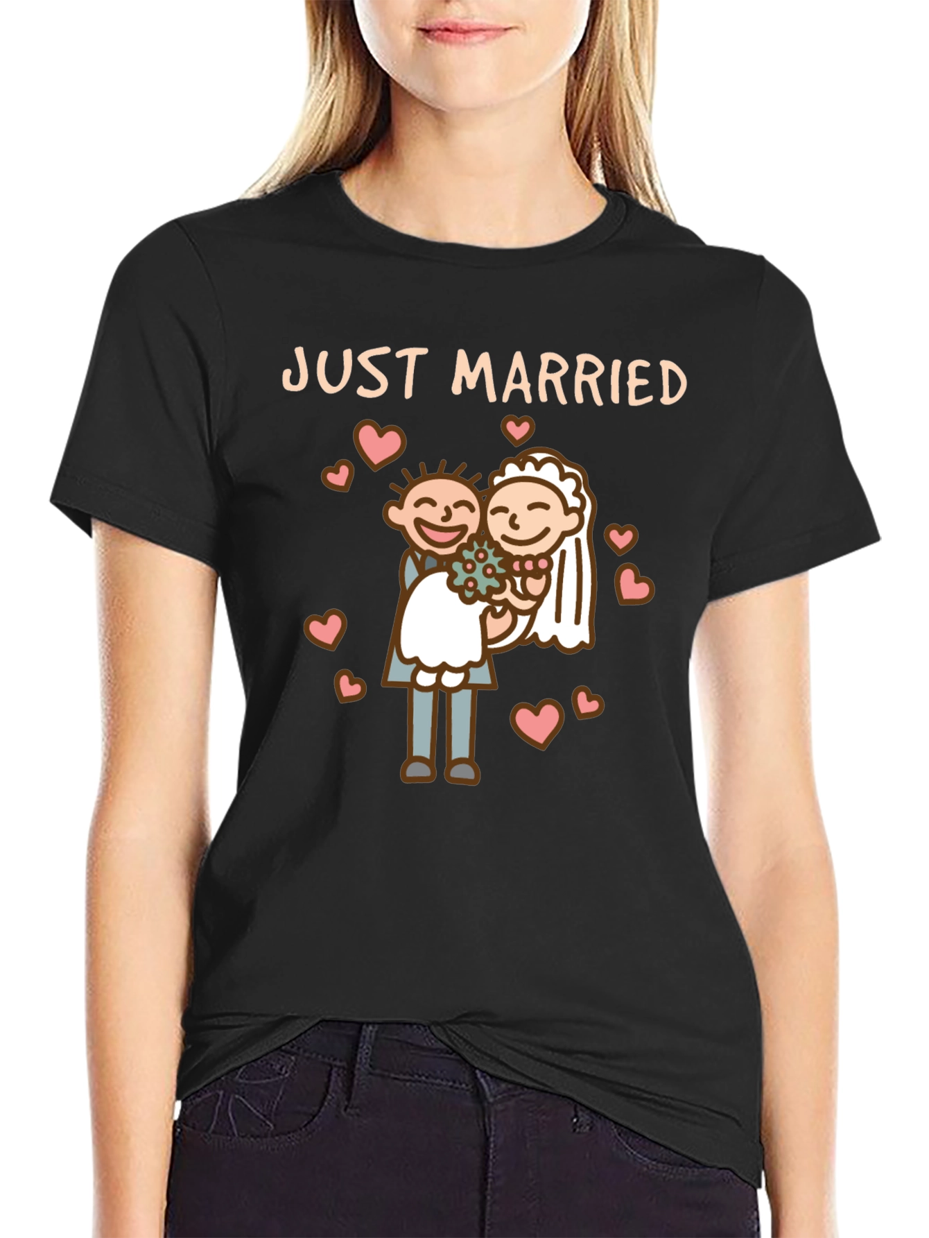 Just Married T-Shirt - Cartoon Wedding Graphic