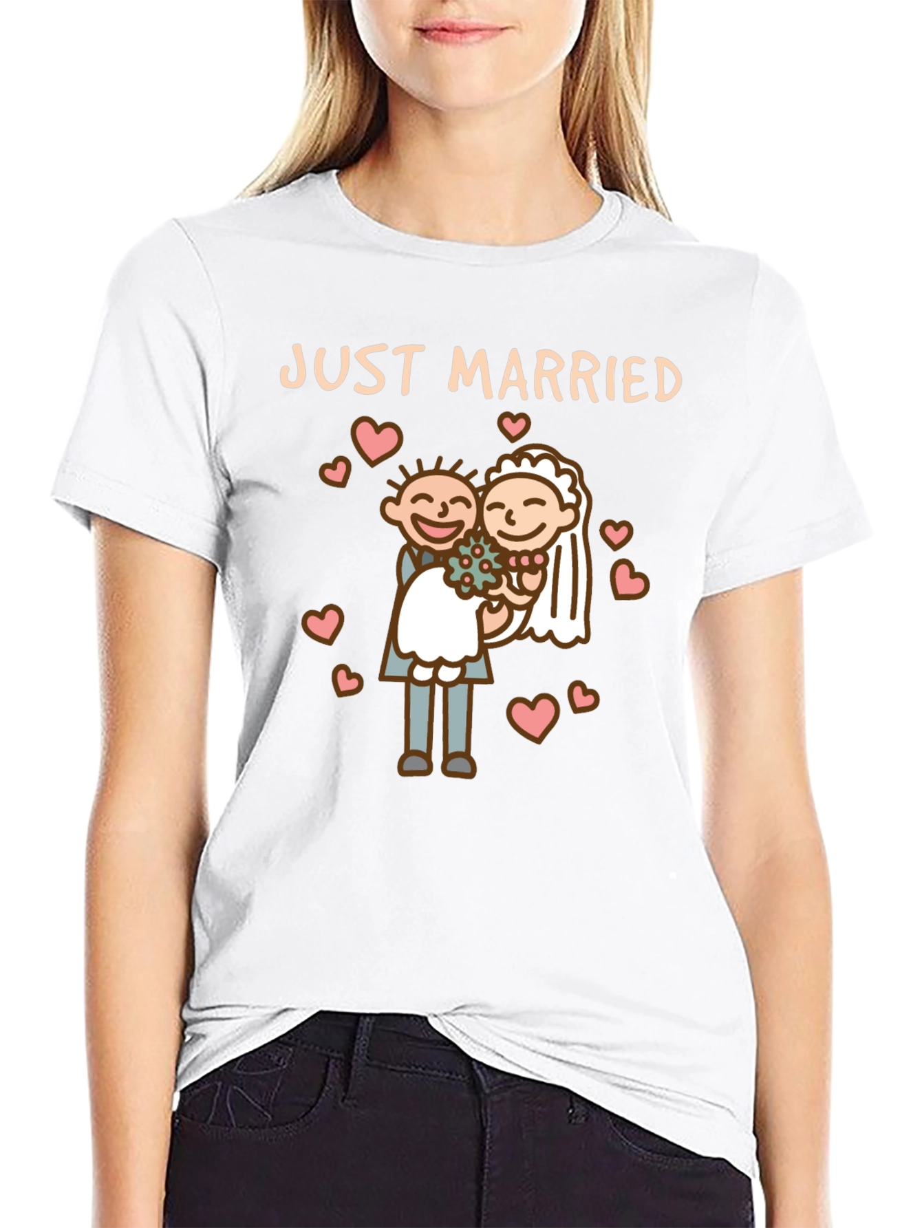 Just Married T-Shirt - Cartoon Wedding Graphic