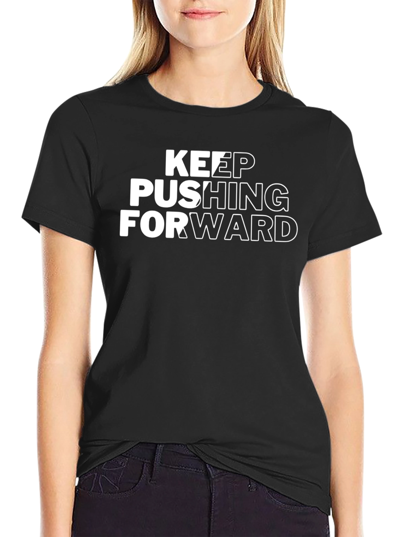 Keep Pushing Forward Black Graphic Tee