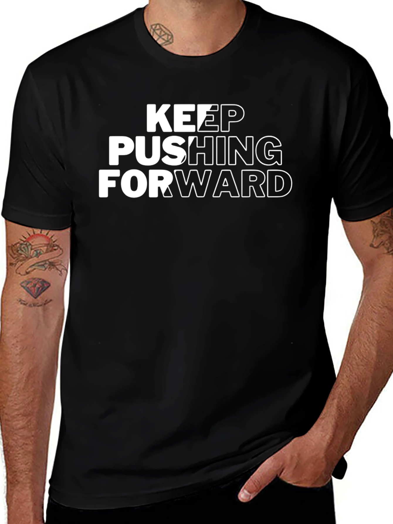 Keep Pushing Forward Black Graphic Tee