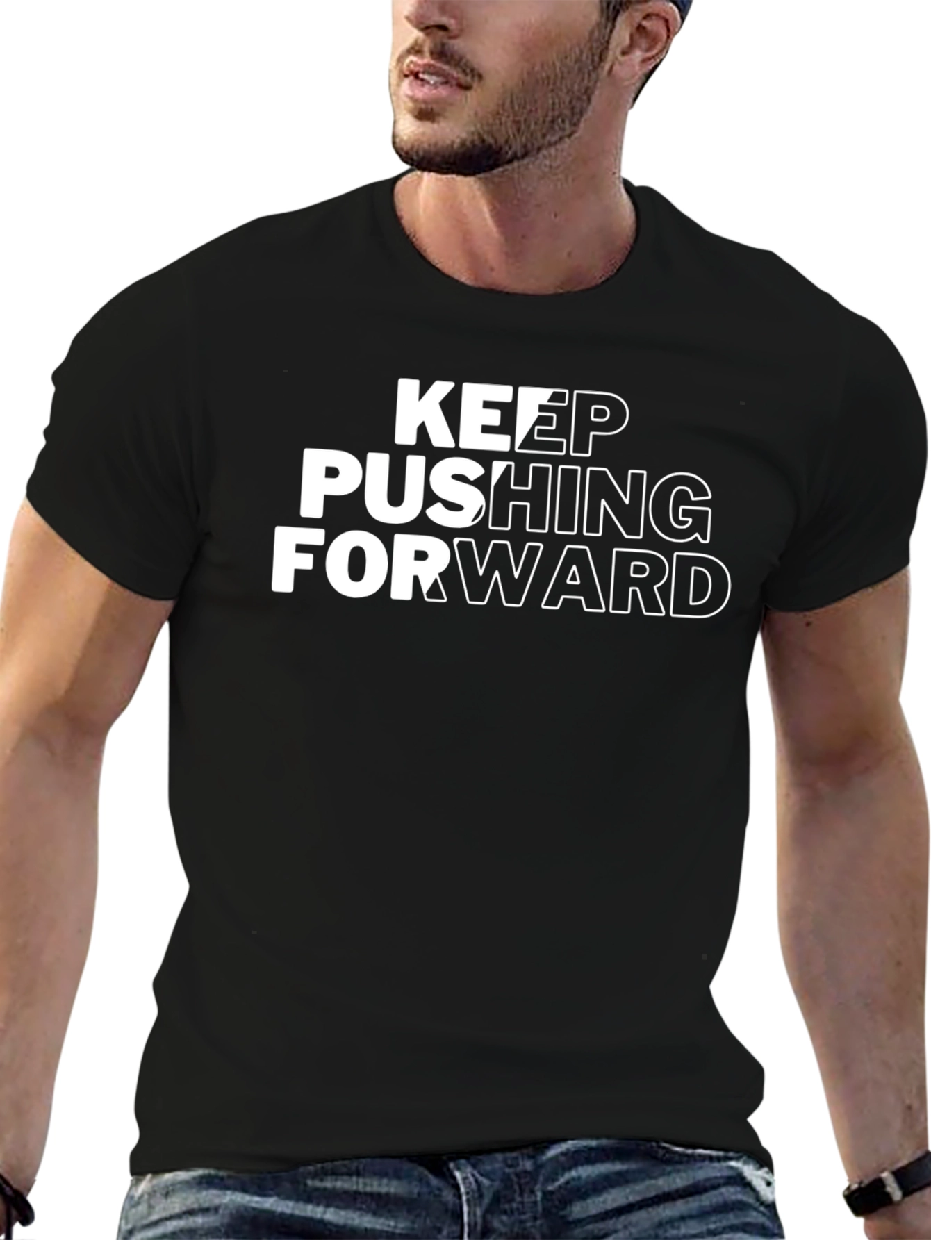 Keep Pushing Forward Black Graphic Tee