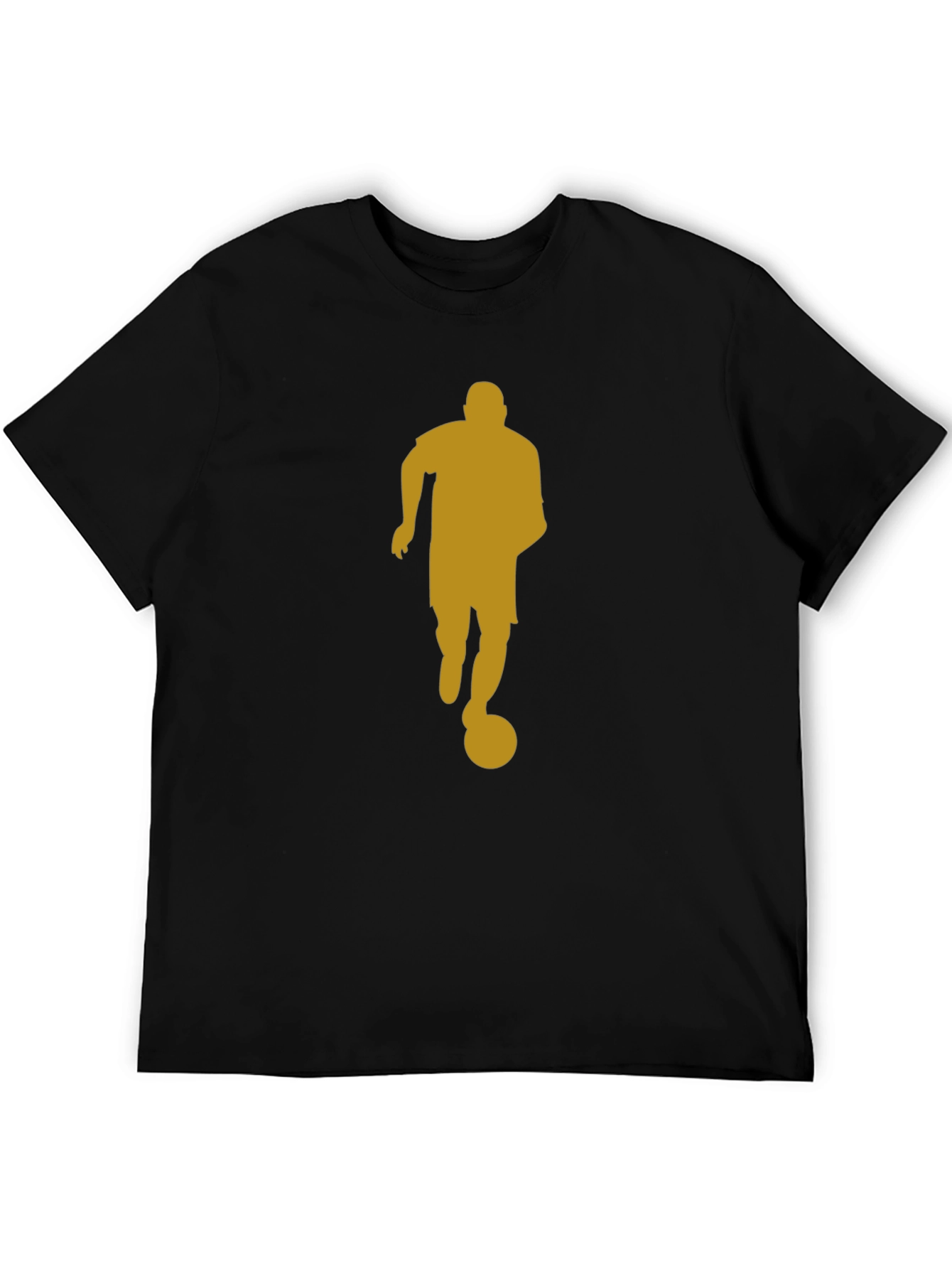 Soccer Player Graphic Tee - Black Cotton Casual Shirt