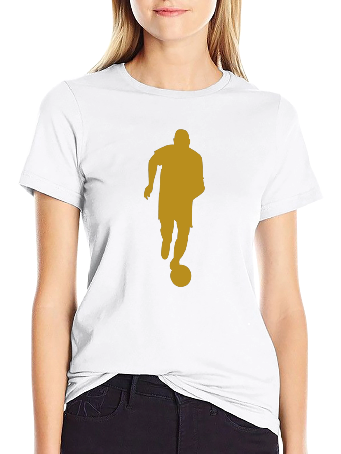 Soccer Player Graphic Tee - Black Cotton Casual Shirt