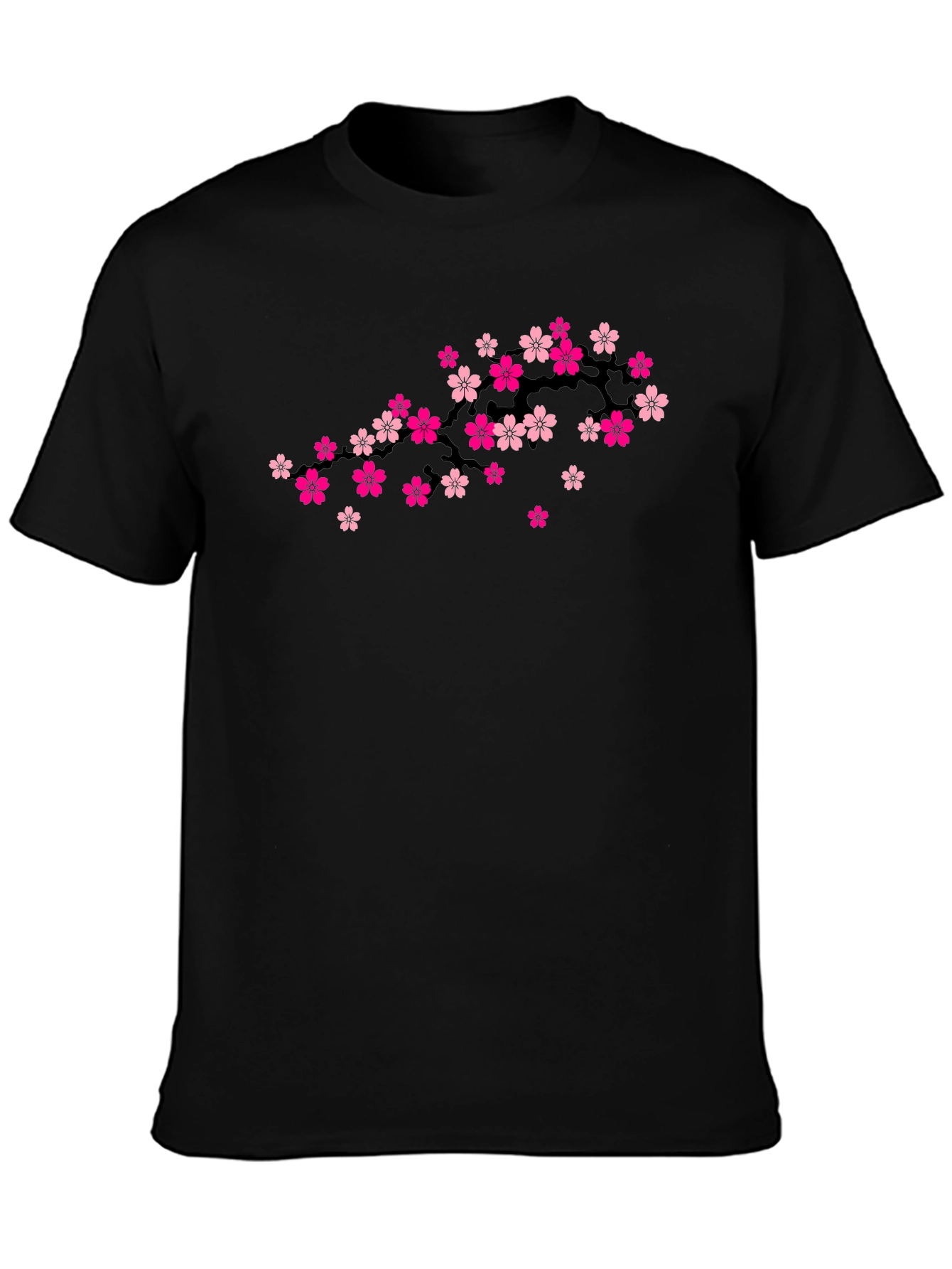 Cherry Blossom Branch Black T-Shirt