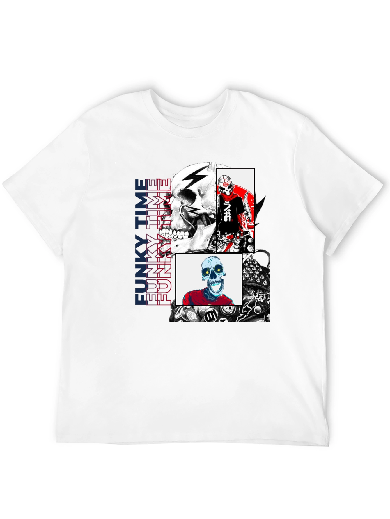 Funky Time Skull T-Shirt - Unique Graphic Tee