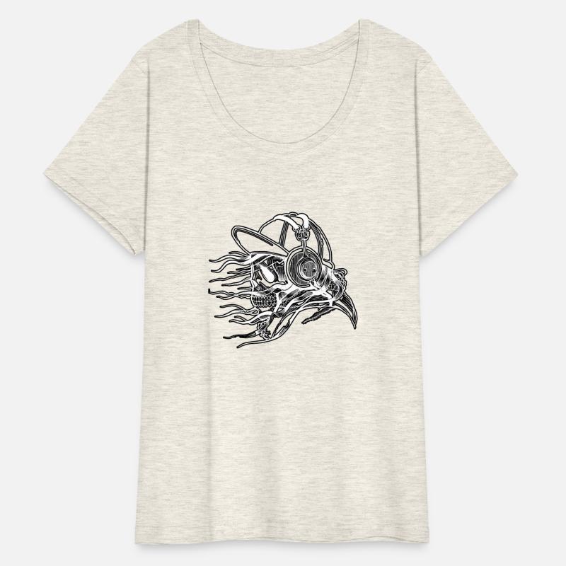 Black and white skull listening to music