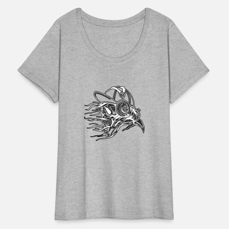 Black and white skull listening to music