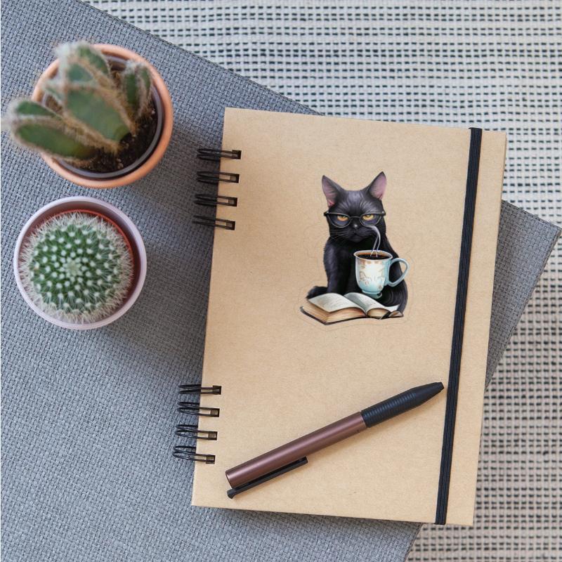 black cat reading book 4 animals