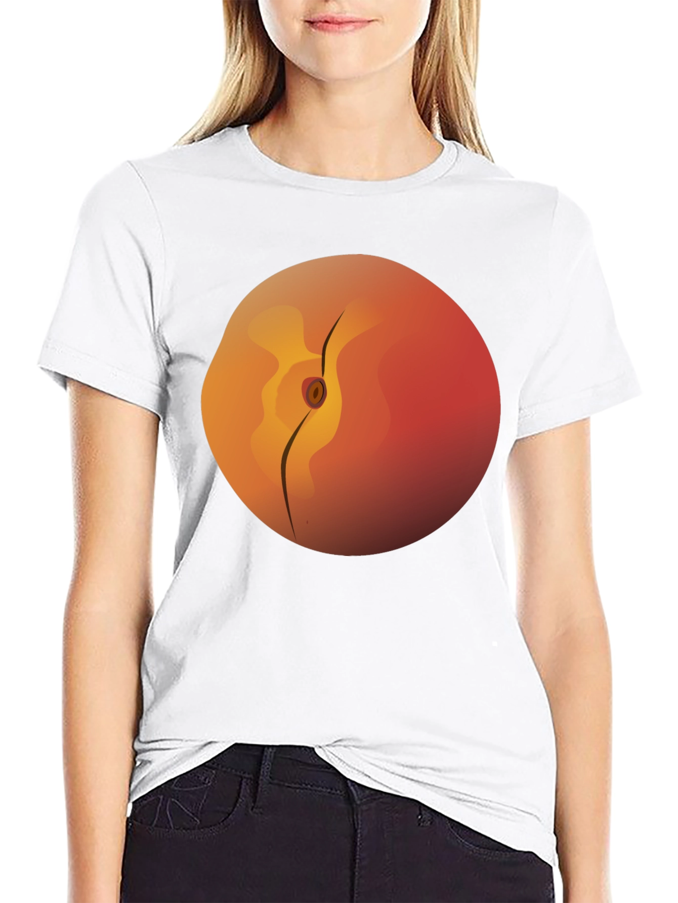 Peach Graphic Tee -  Soft Cotton Black T-Shirt